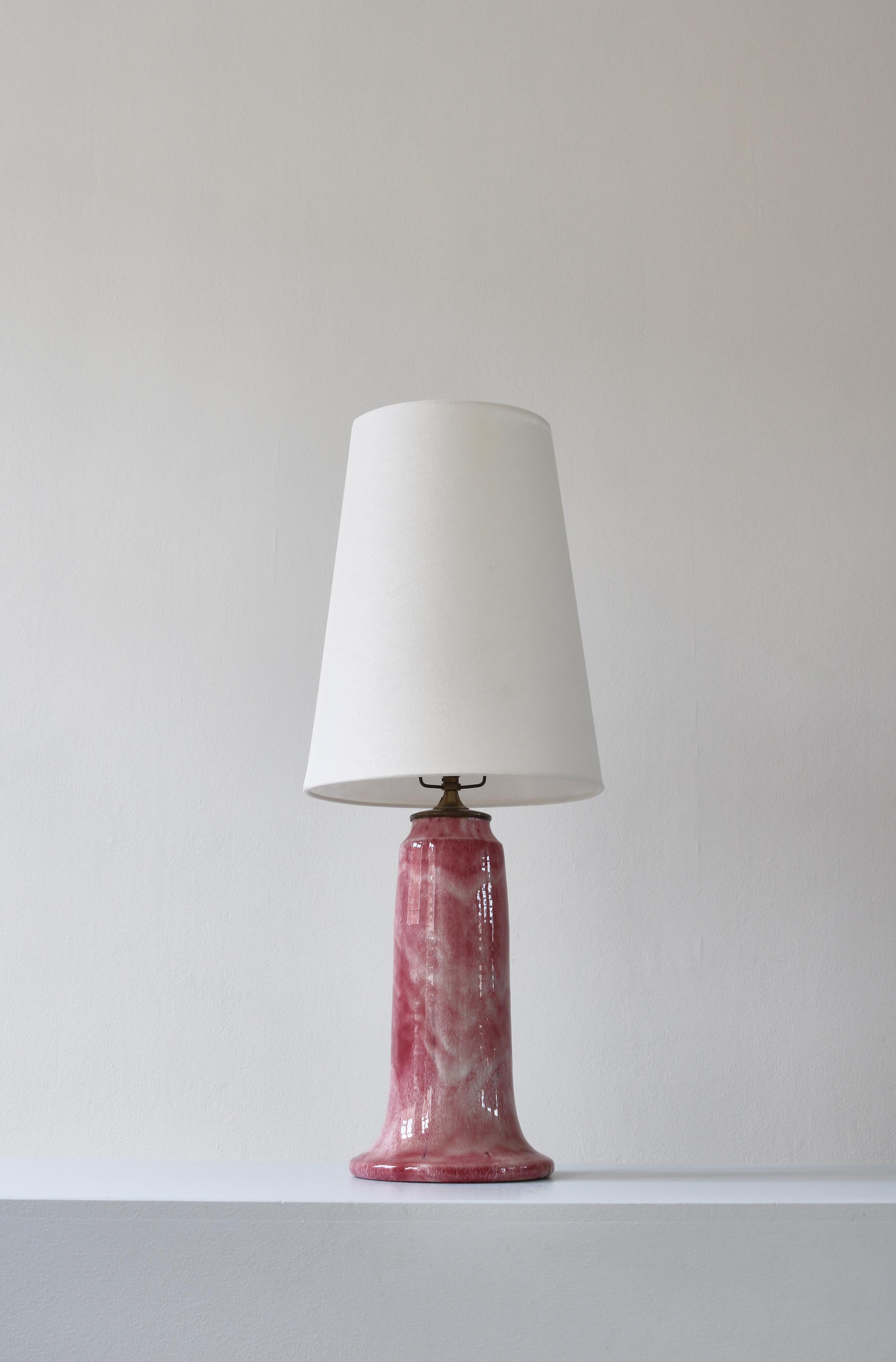 Art Nouveau Unique Ceramics Table Lamp Pink Glazing, 