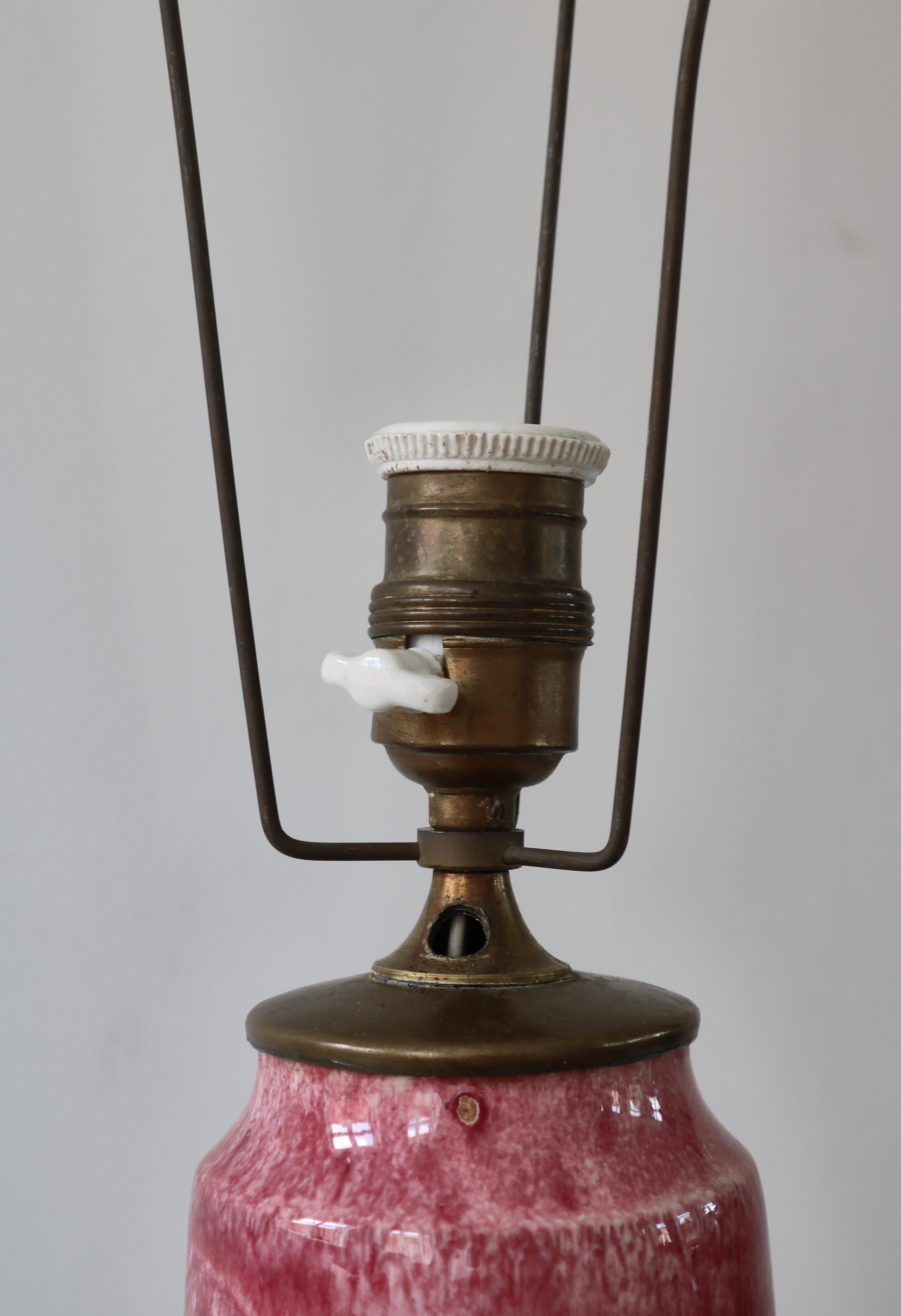 Einzigartige Keramik-Tischlampe mit rosa Glasur, „Hegnetslund“, Kopenhagen, 1930er Jahre im Angebot 2