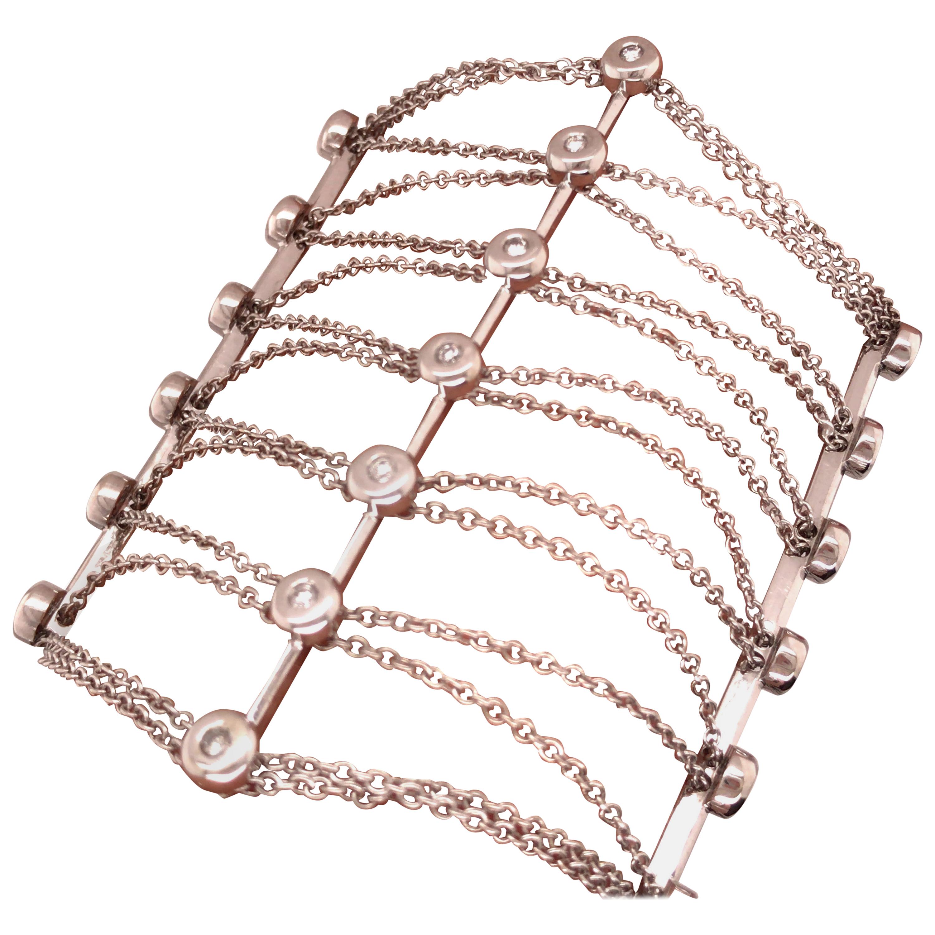 Unique Chain and Diamond Bracelet in 19 Karat Gold