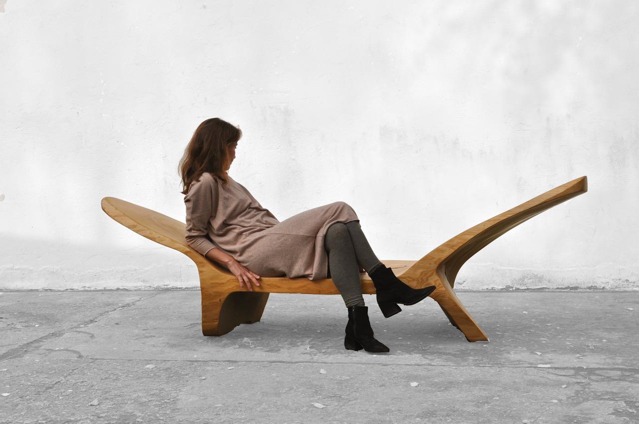 Bog Wood Unique Chaise Longue by Jörg Pietschmann