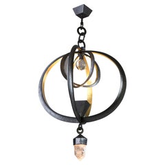 Herve Van der Straeten Chandelier Rock Crystal and bronze France .Signed