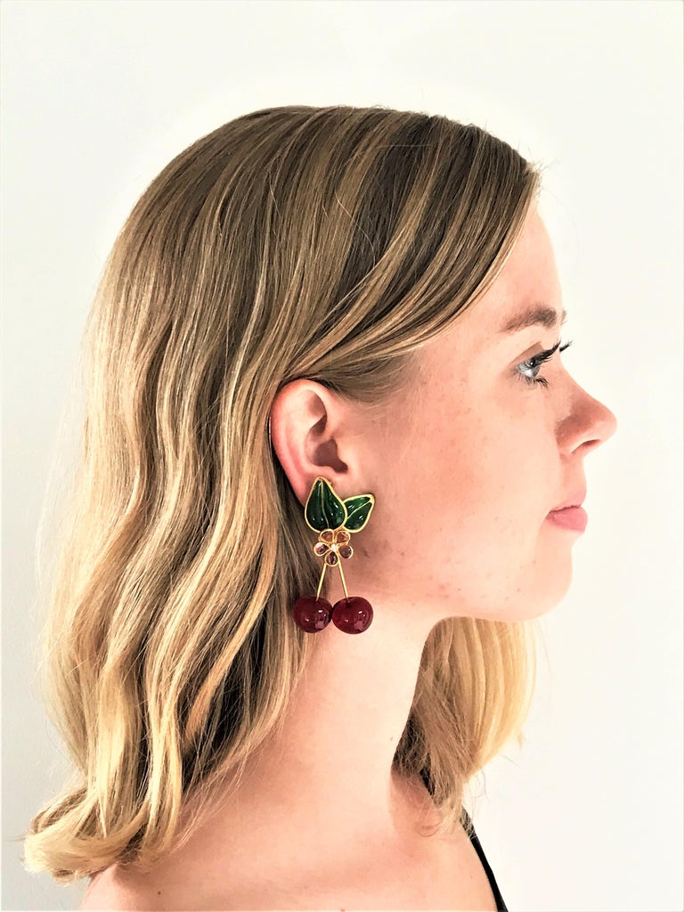 Unique Chanel ear clip in the shape of cherry from the house of