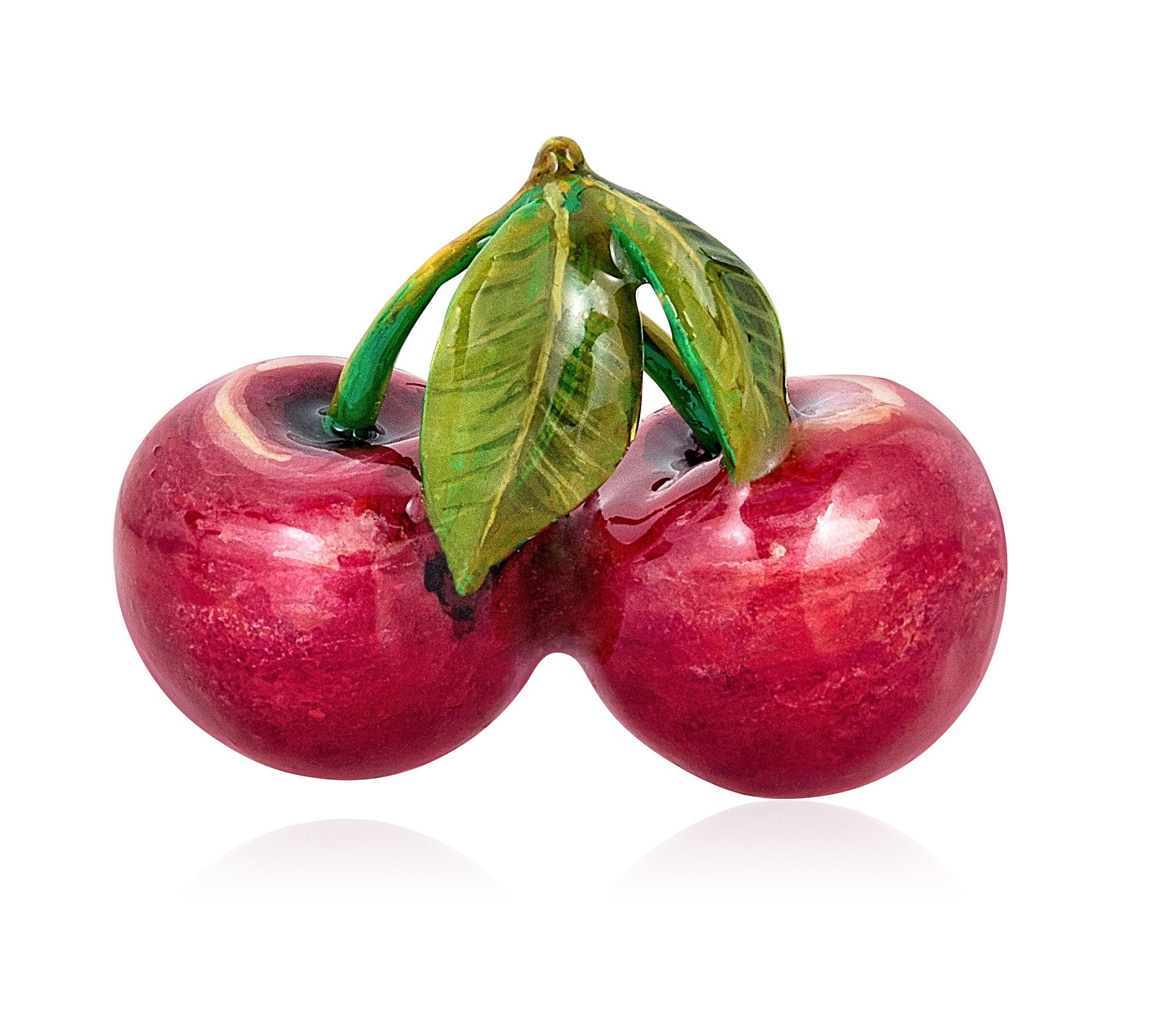 Modern Unique Cherry Cufflinks in Hand-Enameled Sterling Silver by Fils Unique For Sale