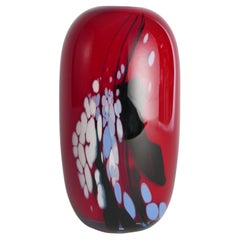 Vintage Unique Cherry Red Art Glass Vase by Mikael Axenbrant, Sweden 1990