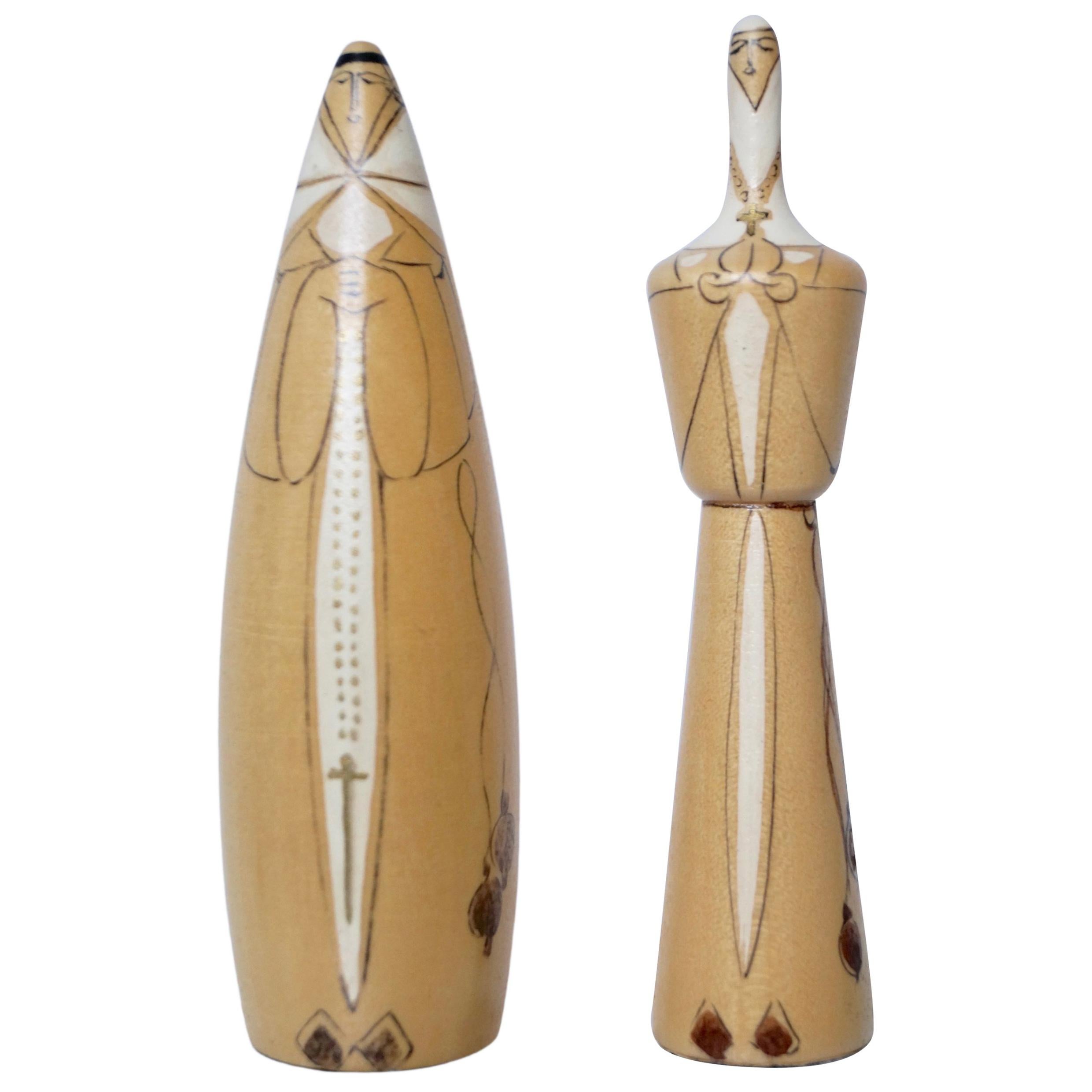 Unique Chess Set Handmade and Painted, Japan, 1970s