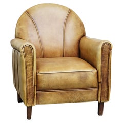 Unique children’s armchair made of cowhide leather in Art Deco style