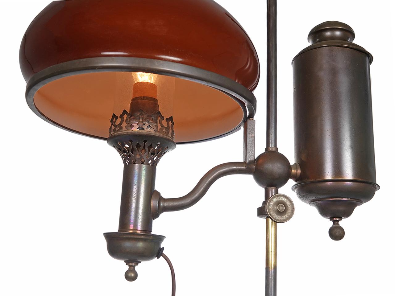Victorian Unique Chocolate Glass Student Desk Lamp For Sale