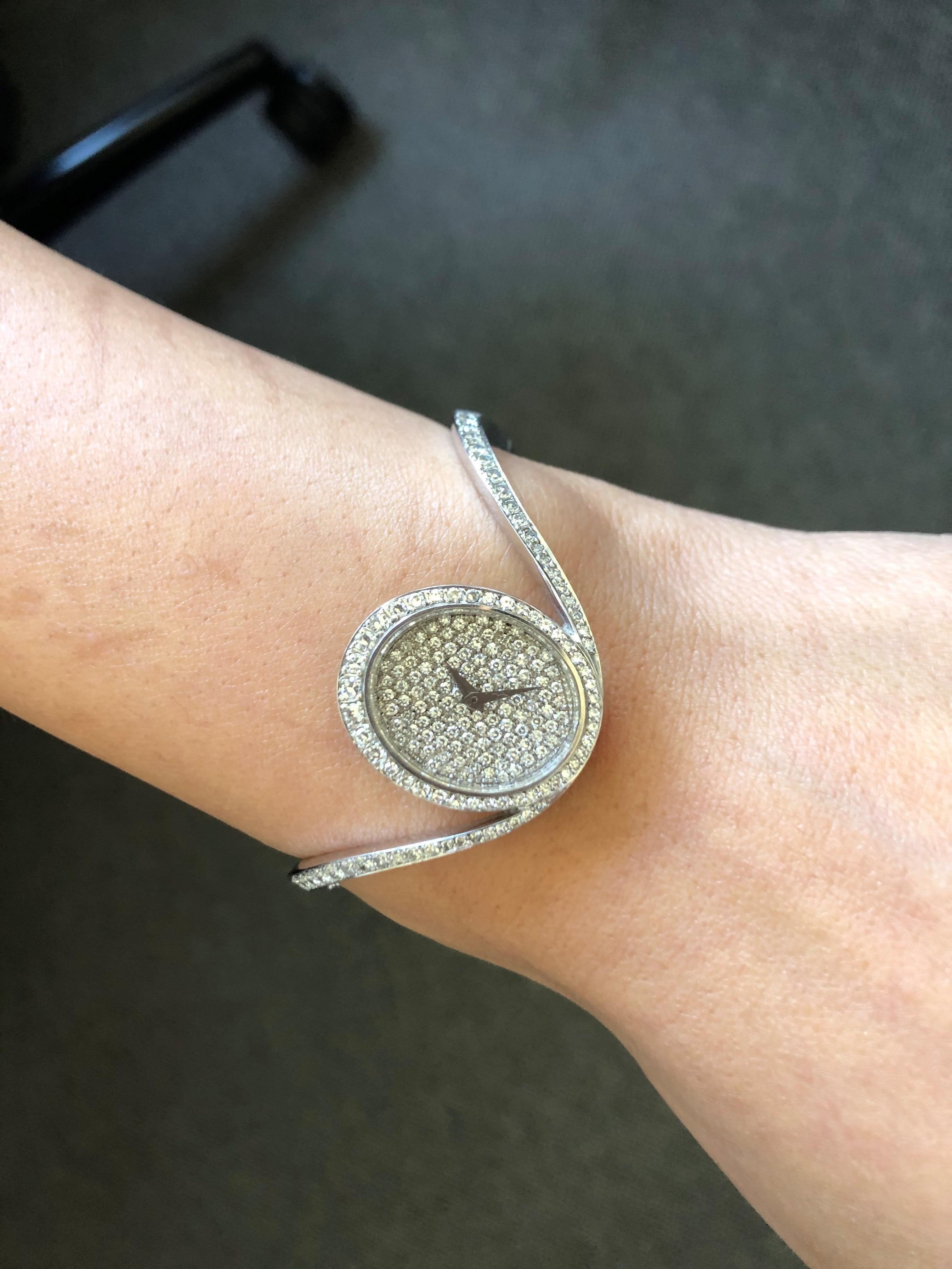 Unique Chopard Diamond Bangle Watch in White Gold 18k 6