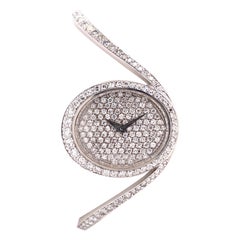 Unique Chopard Diamond Bangle Watch in White Gold 18k