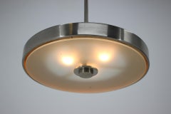 Unique Chrome and Glass Bauhaus Pendant, 1930s