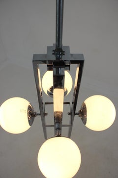Einzigartiger verchromter Bauhaus-Kronleuchter/Anhänger, 1930er Jahre