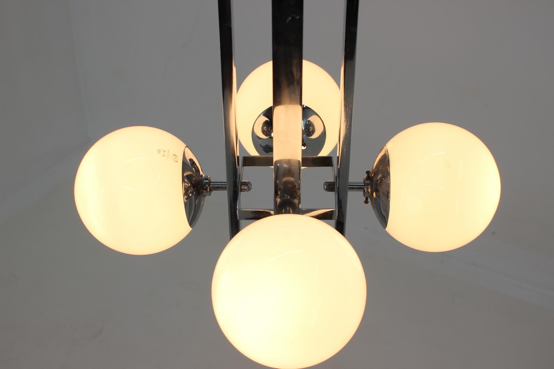 Tchèque Lustre/Lampe à suspension Bauhaus en chrome unique, années 1930 en vente