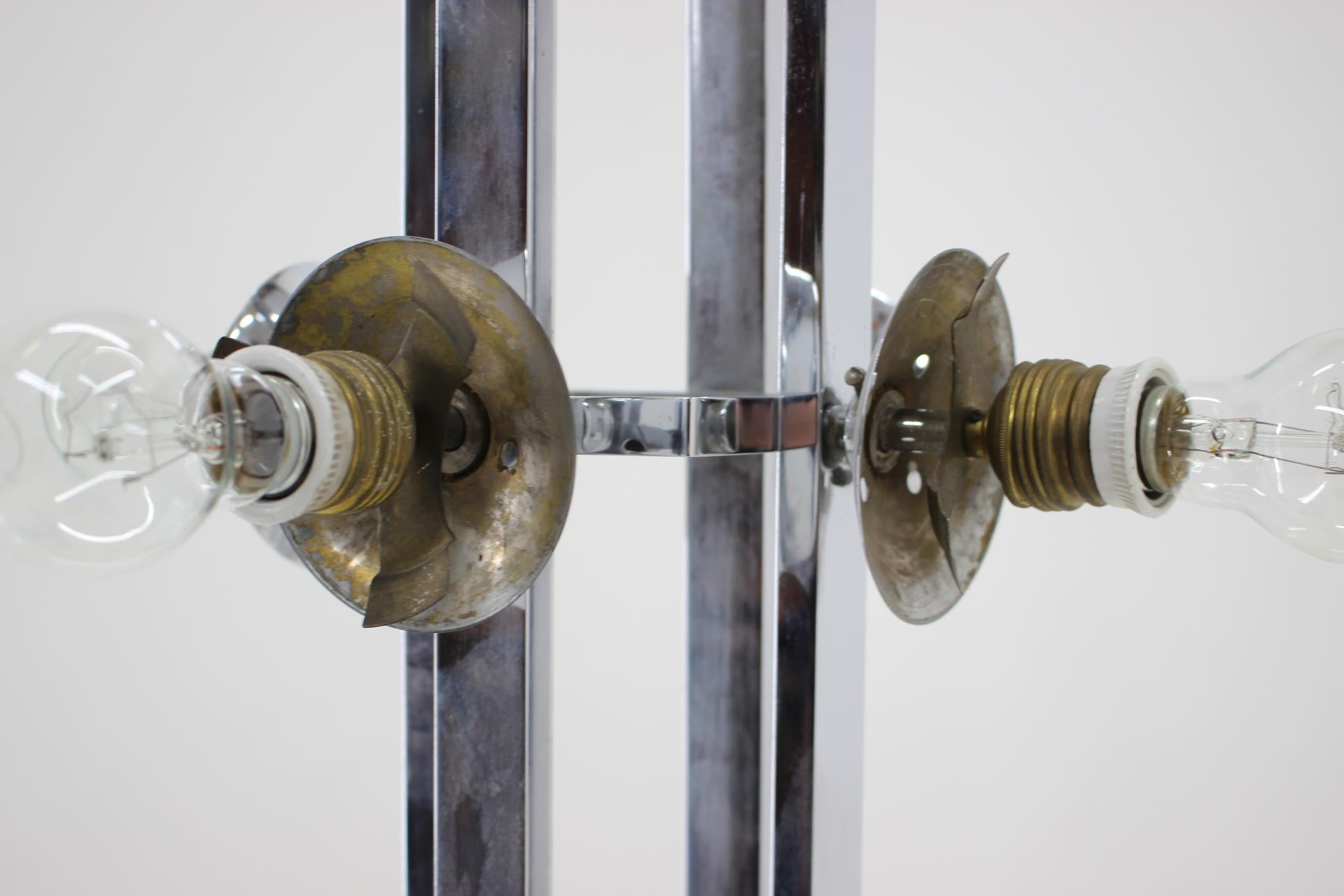 Verre Lustre/Lampe à suspension Bauhaus en chrome unique, années 1930 en vente