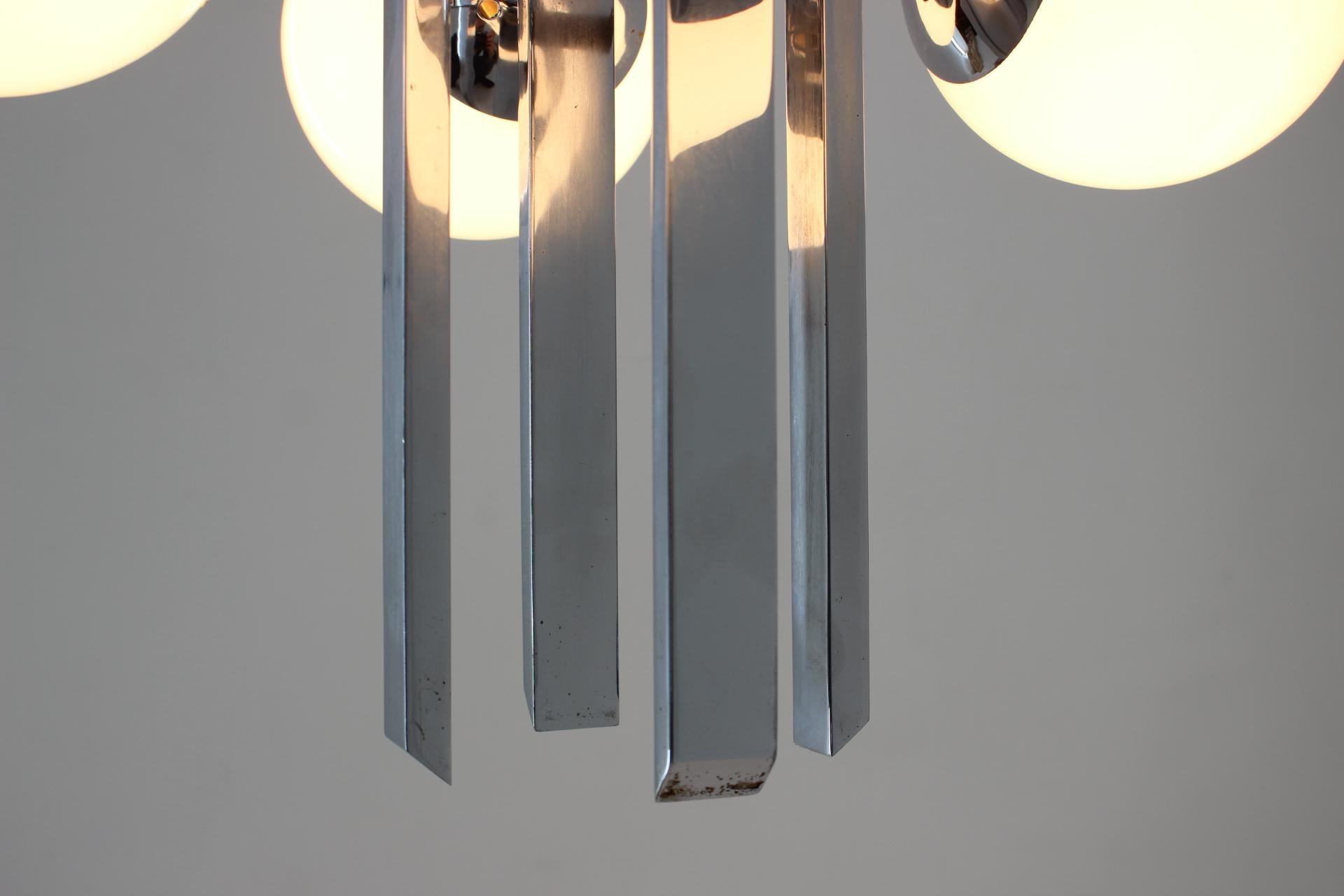 Lustre/Lampe à suspension Bauhaus en chrome unique, années 1930 en vente 2