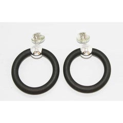 Unique Chrome & Rubber French Earrings of the 70s