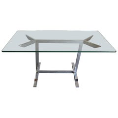 Unique Chrome Table with Glass Top
