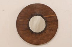 Unique Circular-Shaped Mirror from an Old Wooden N. African Cooking Utensil