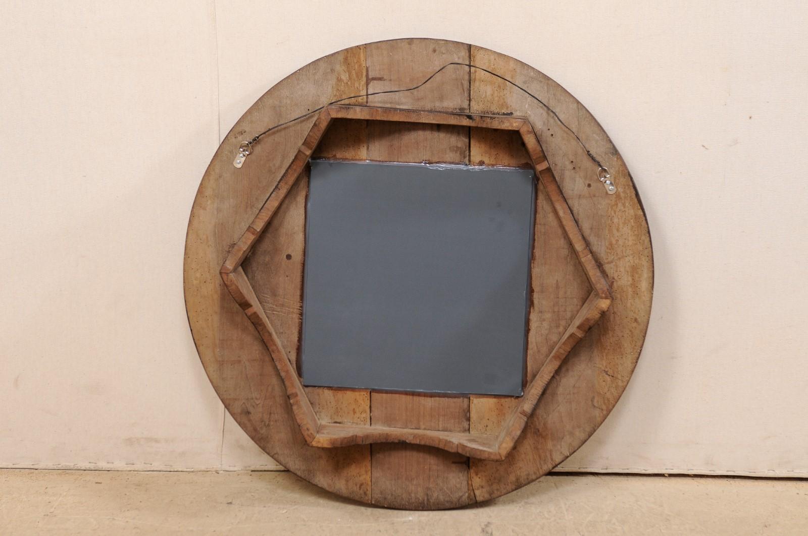 Unique Circular Shaped Mirror with Great Side Profile with Projection from Wall For Sale 2