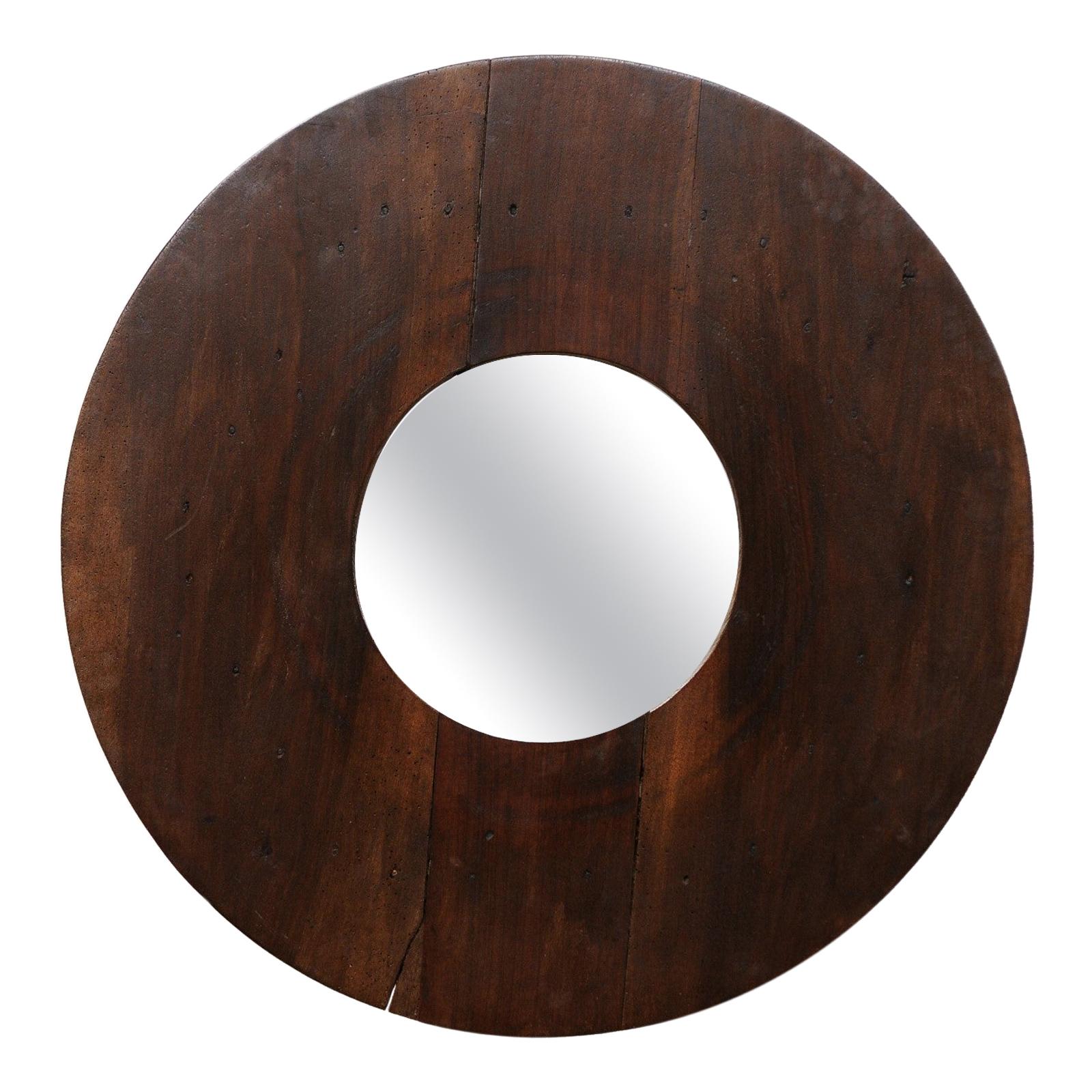 Unique Circular Shaped Mirror with Great Side Profile with Projection from Wall For Sale