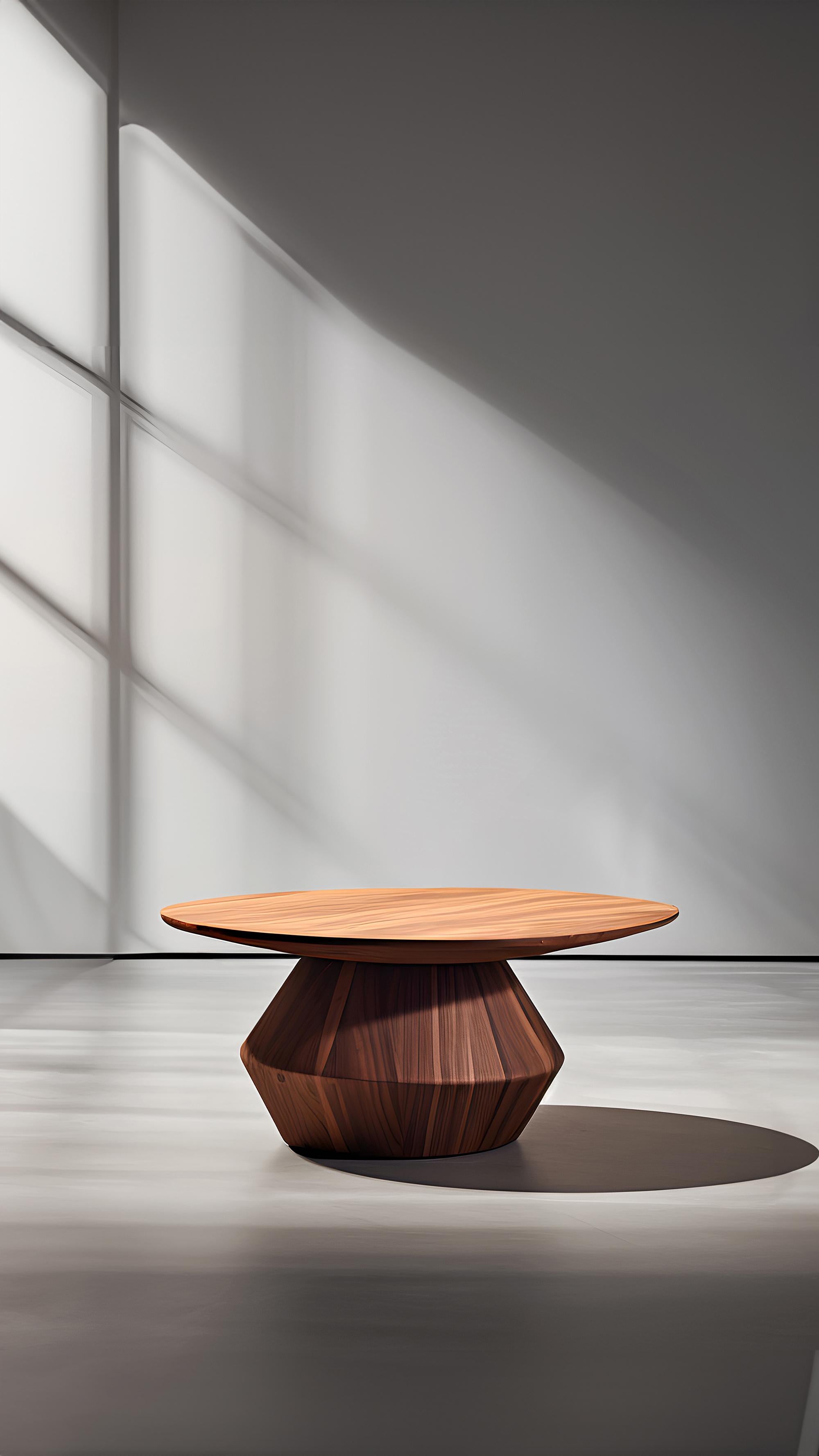 Contemporary Unique Circular Table Solace 41: Artisan Craftsmanship in Solid Walnut For Sale