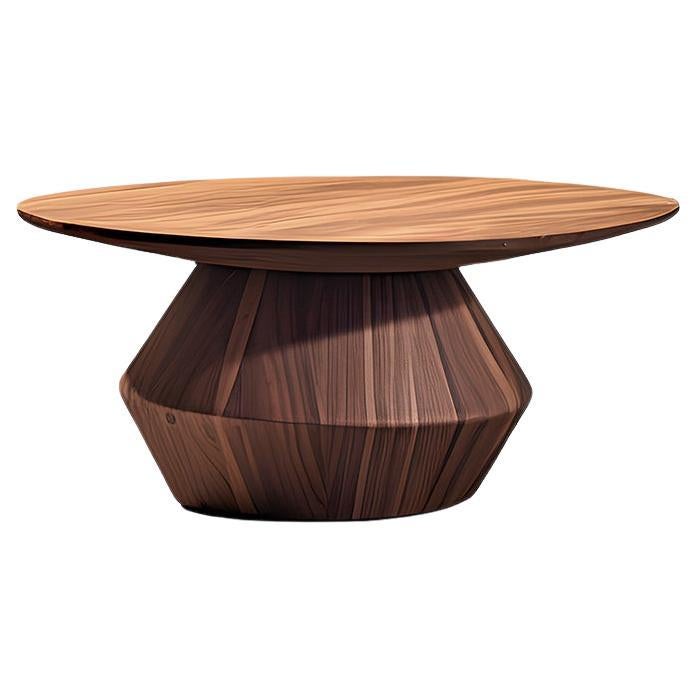 Unique Circular Table Solace 41: Artisan Craftsmanship in Solid Walnut For Sale