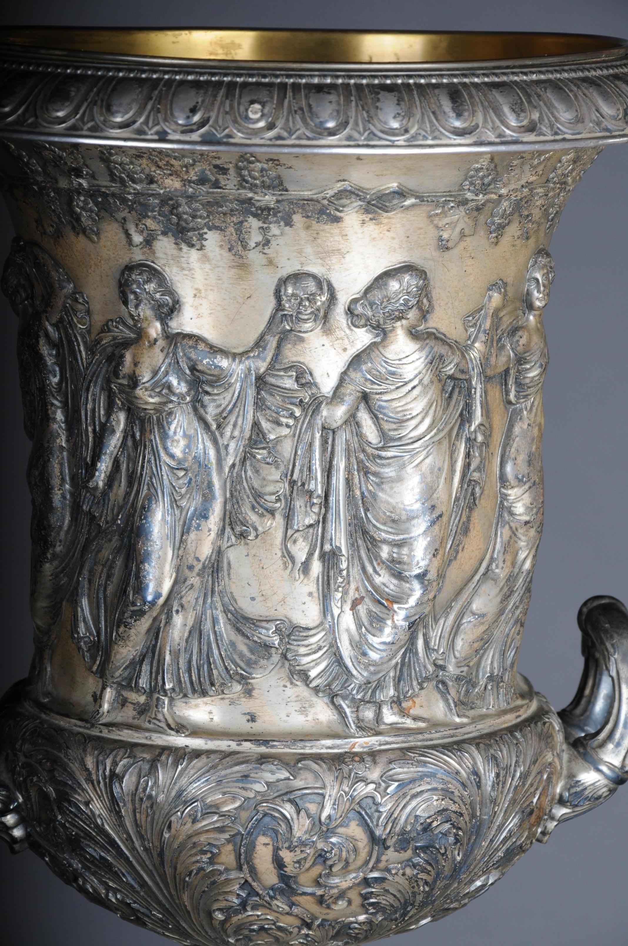 Empire Revival Unique Classicist Amphoras / Crater Vase WMF Silver, circa 1900 For Sale