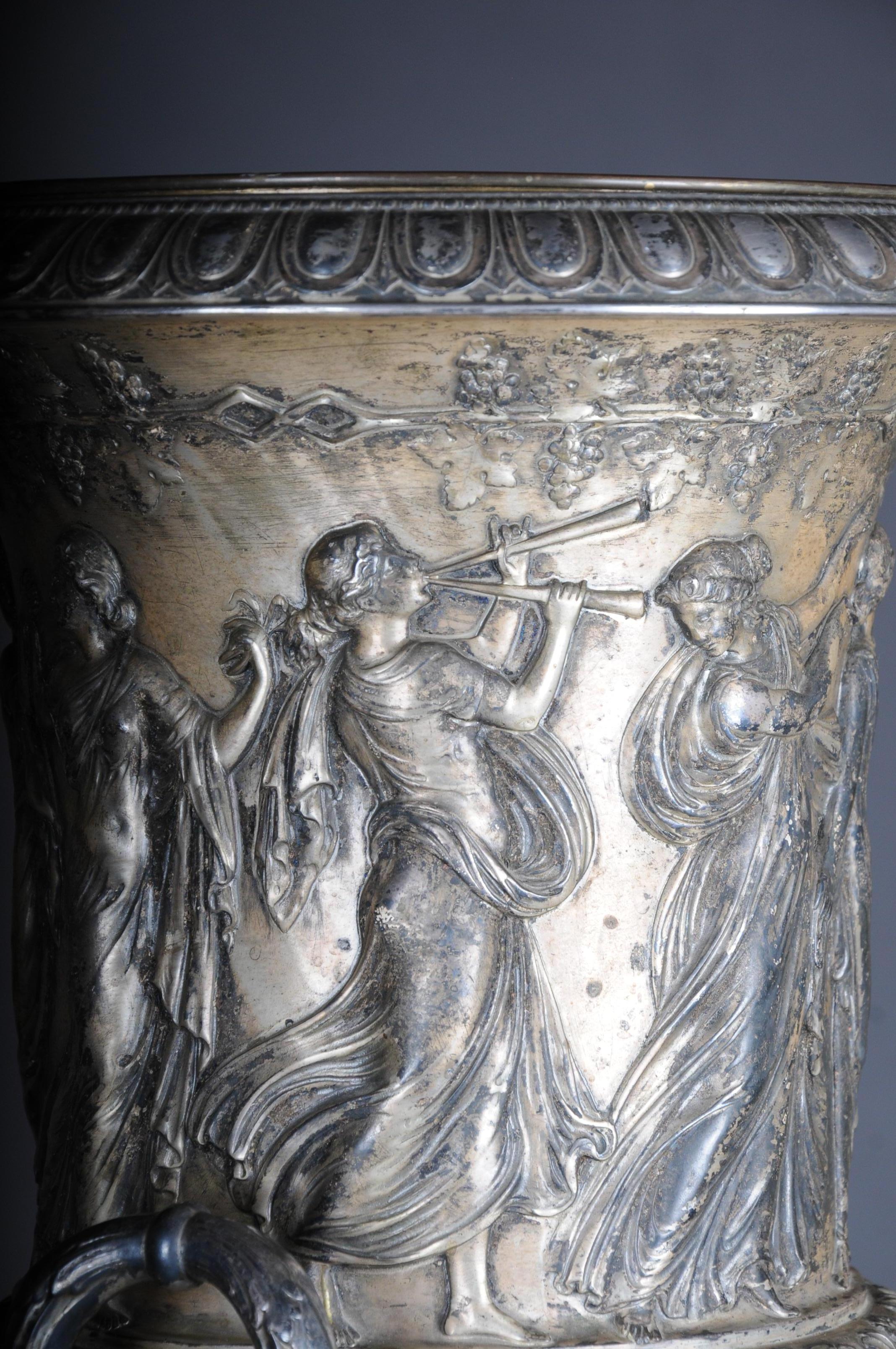 Brass Unique Classicist Amphoras / Crater Vase WMF Silver, circa 1900 For Sale