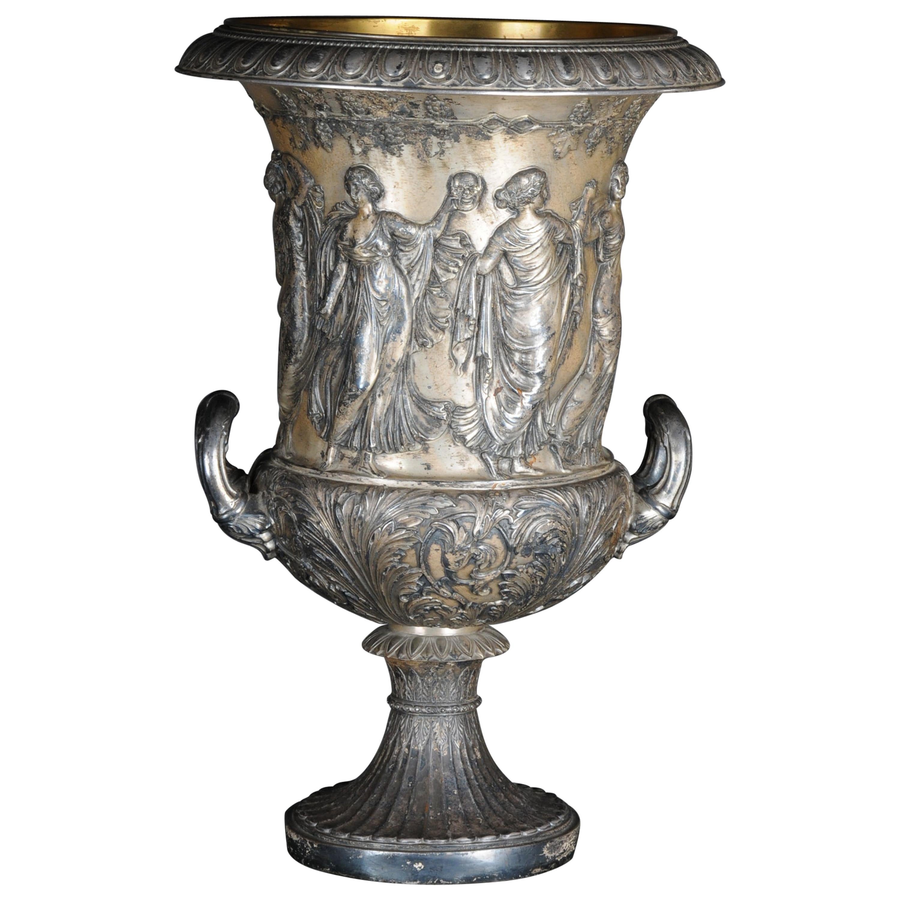 Unique Classicist Amphoras / Crater Vase WMF Silver, circa 1900 For Sale