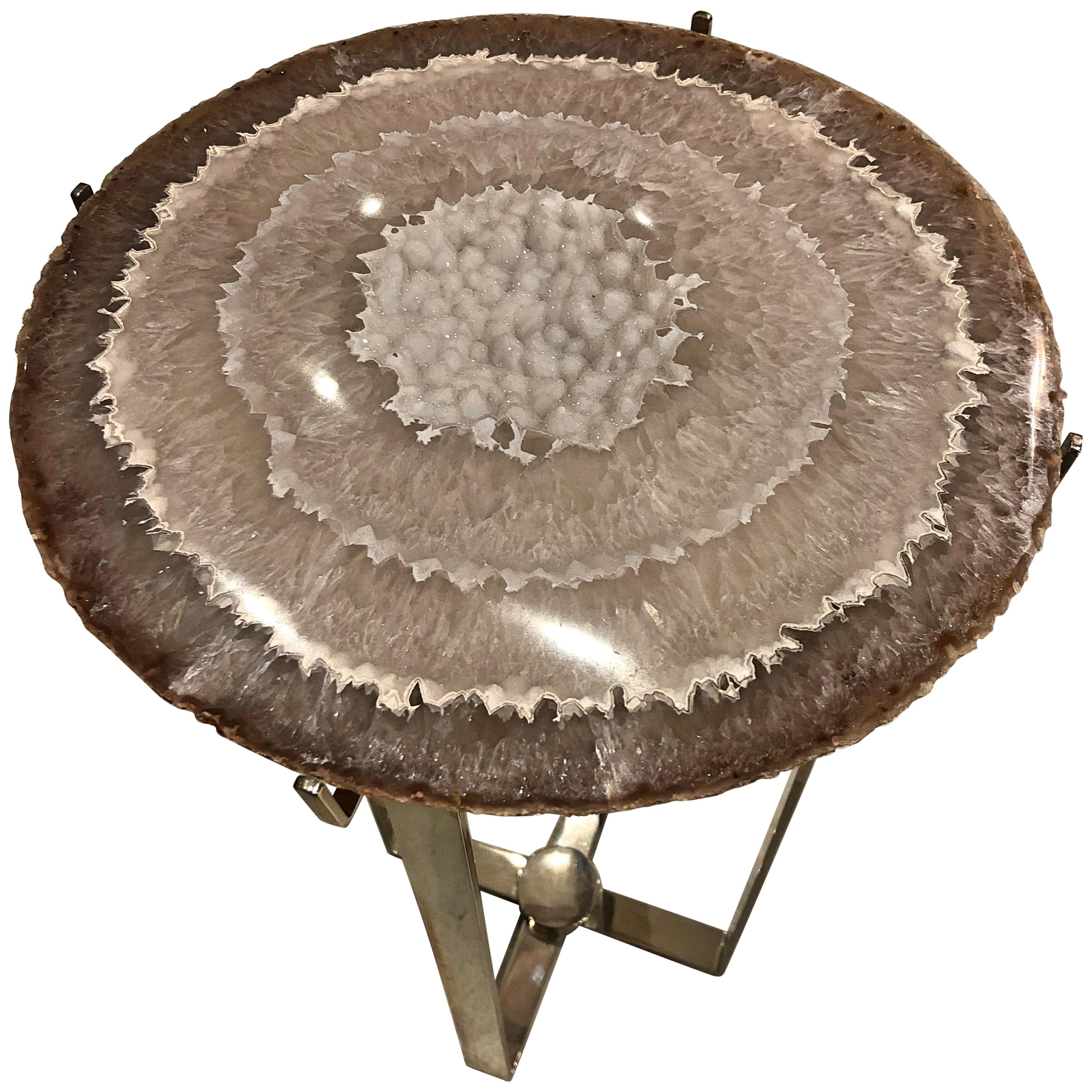 Unique Coffee Side Agate Table 