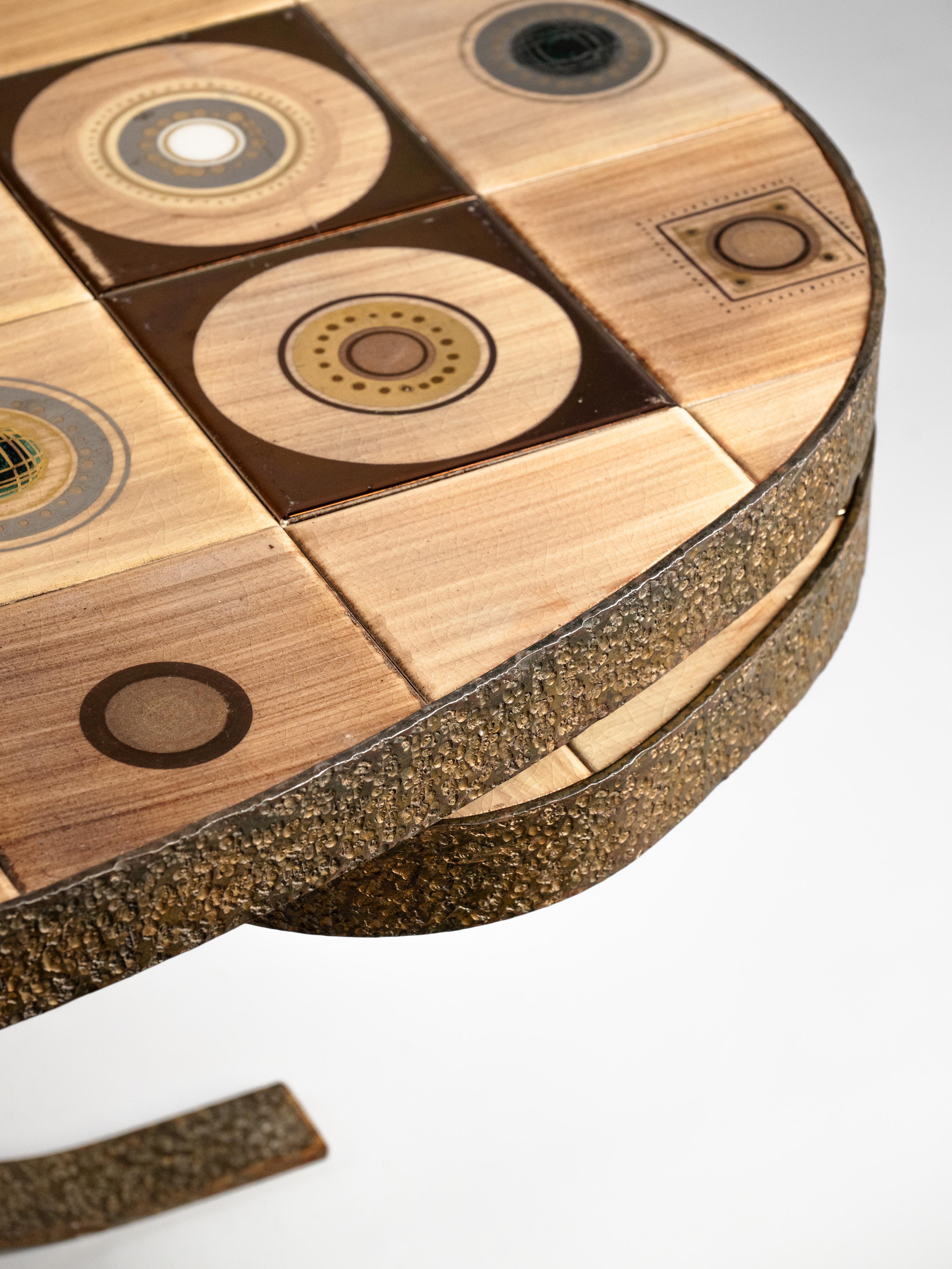 Table basse unique en céramique Georges Pelletier pour La Roue Vallauris en vente 3