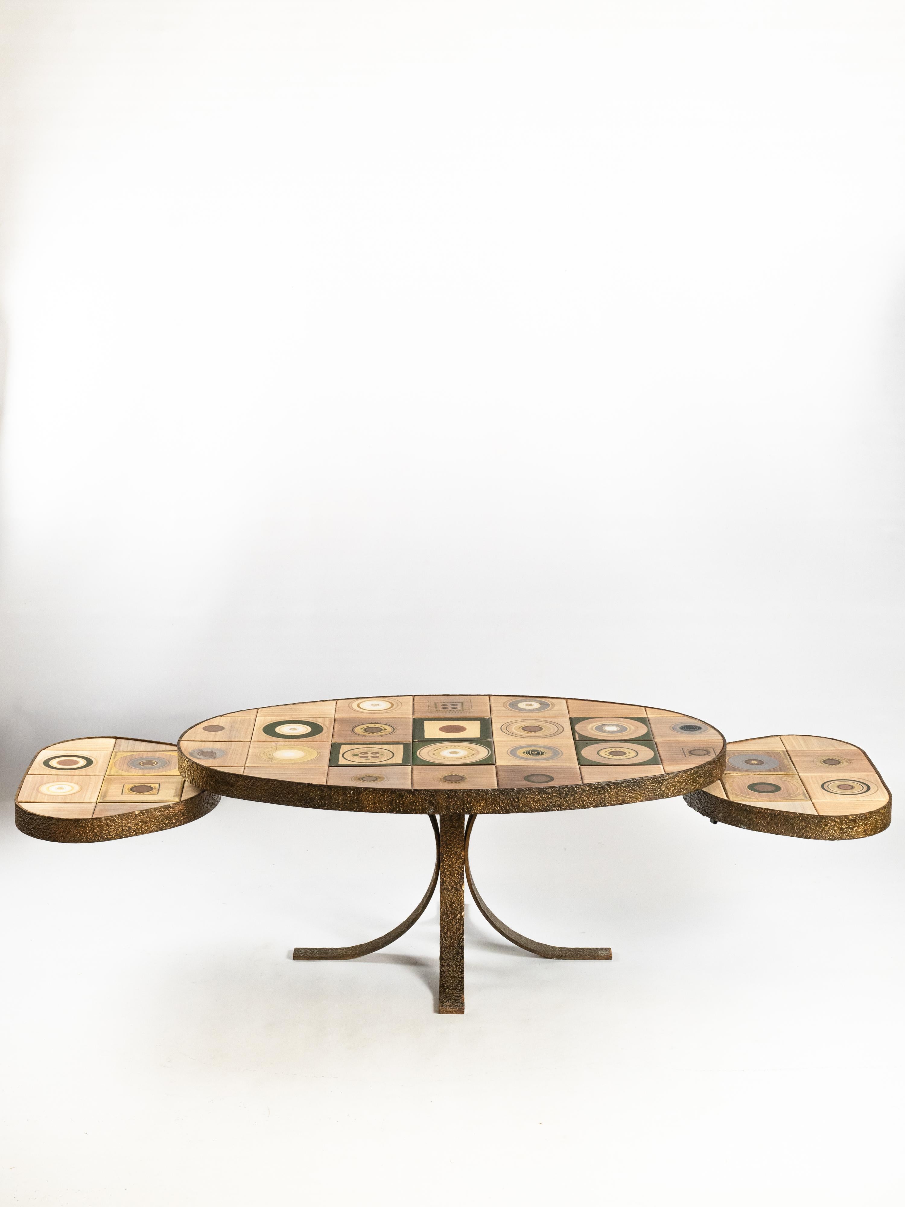 Table basse unique en céramique Georges Pelletier pour La Roue Vallauris en vente 4
