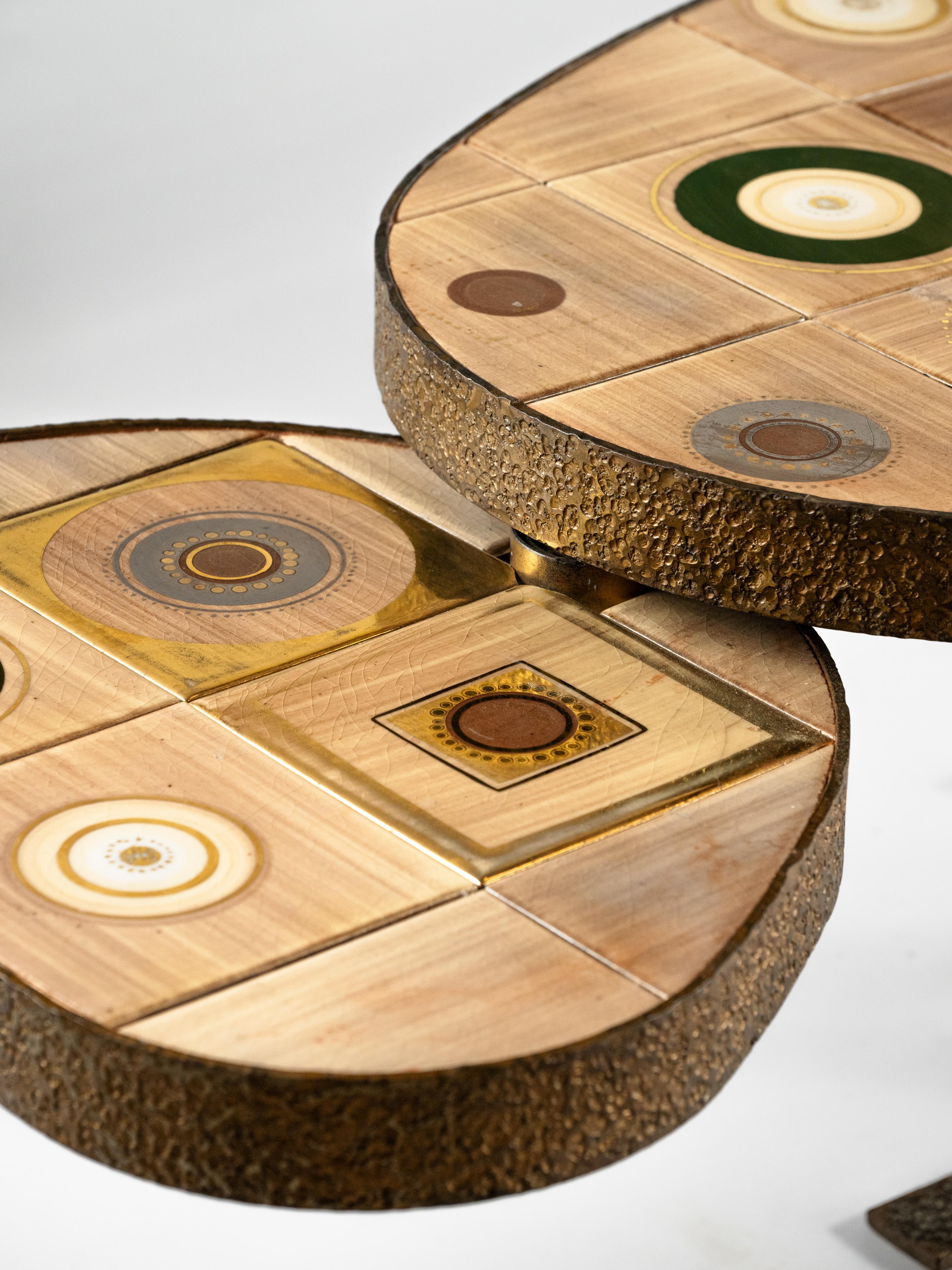 Fin du 20e siècle Table basse unique en céramique Georges Pelletier pour La Roue Vallauris en vente