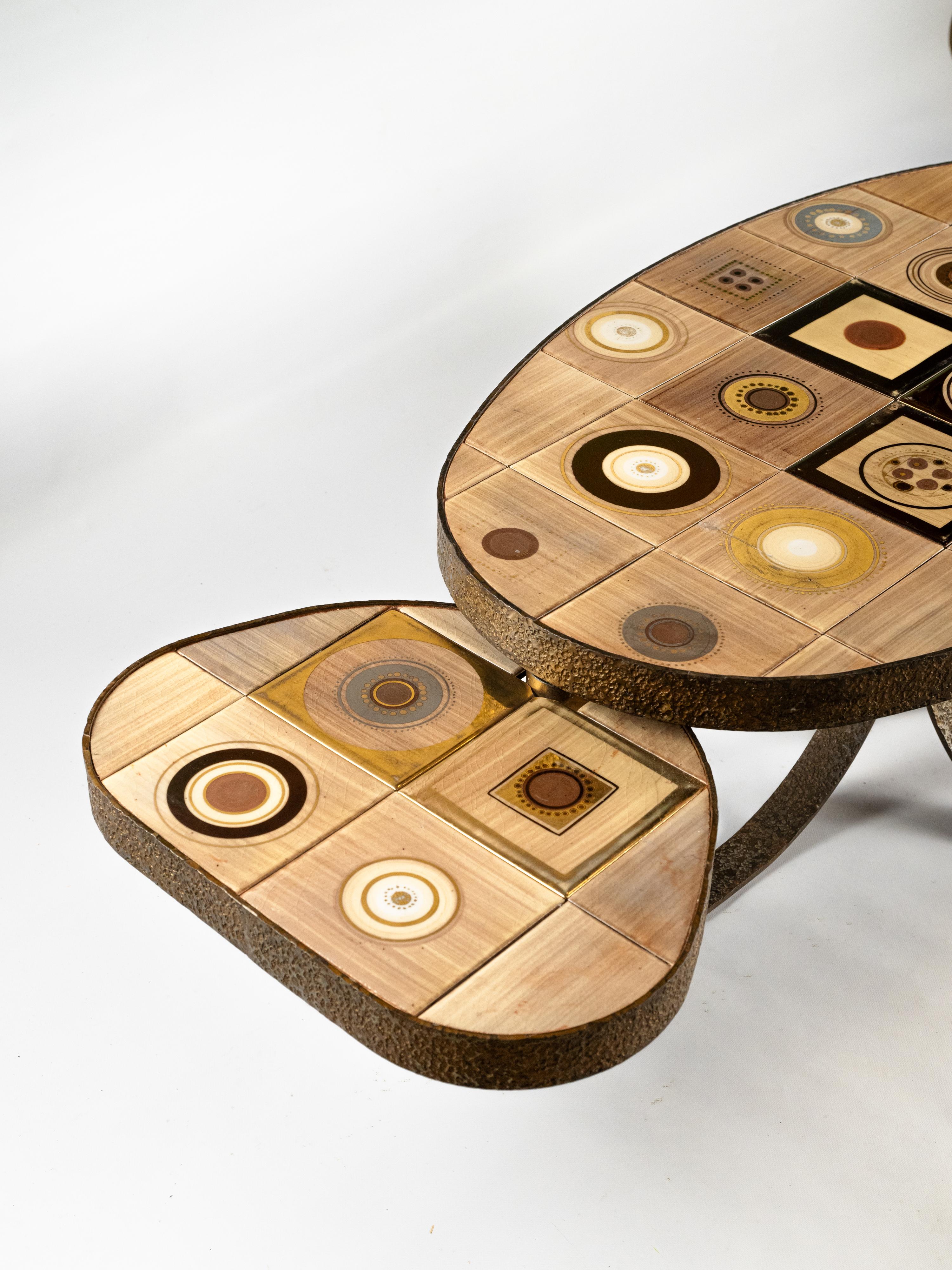 Céramique Table basse unique en céramique Georges Pelletier pour La Roue Vallauris en vente