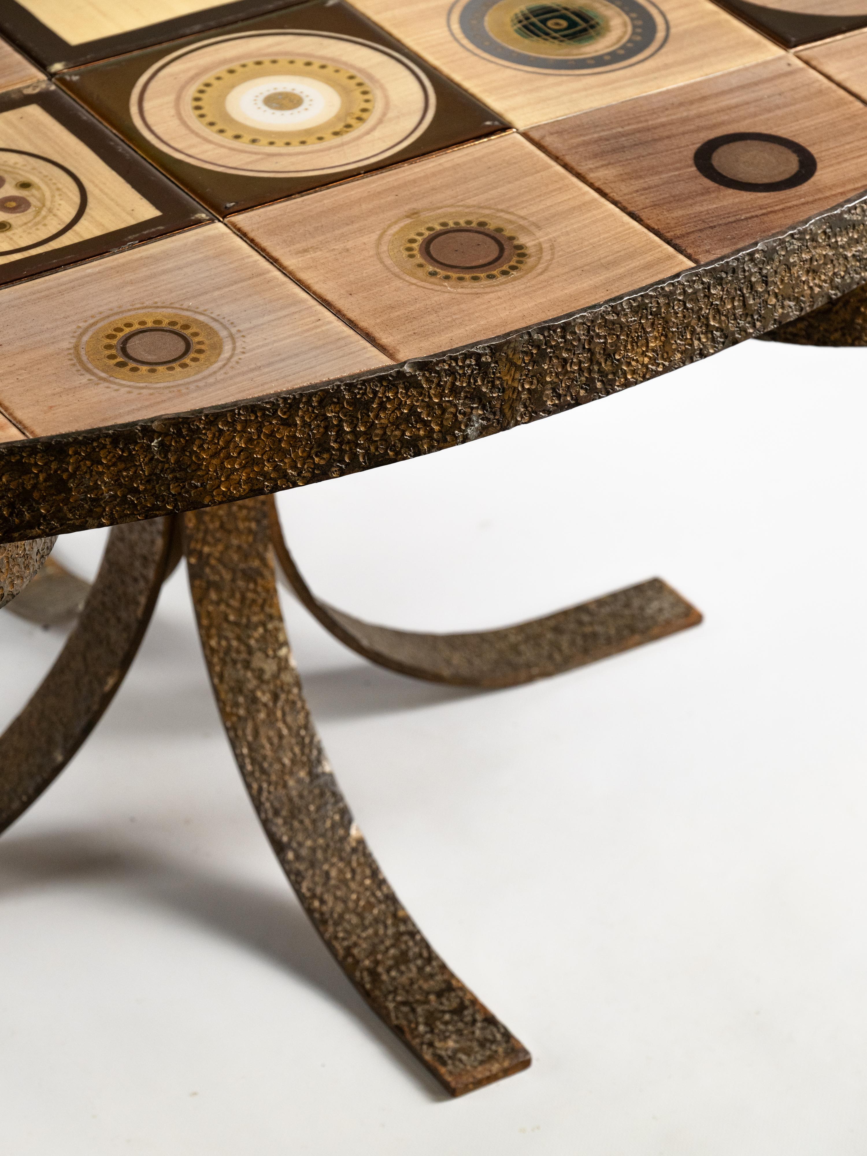 Table basse unique en céramique Georges Pelletier pour La Roue Vallauris en vente 2