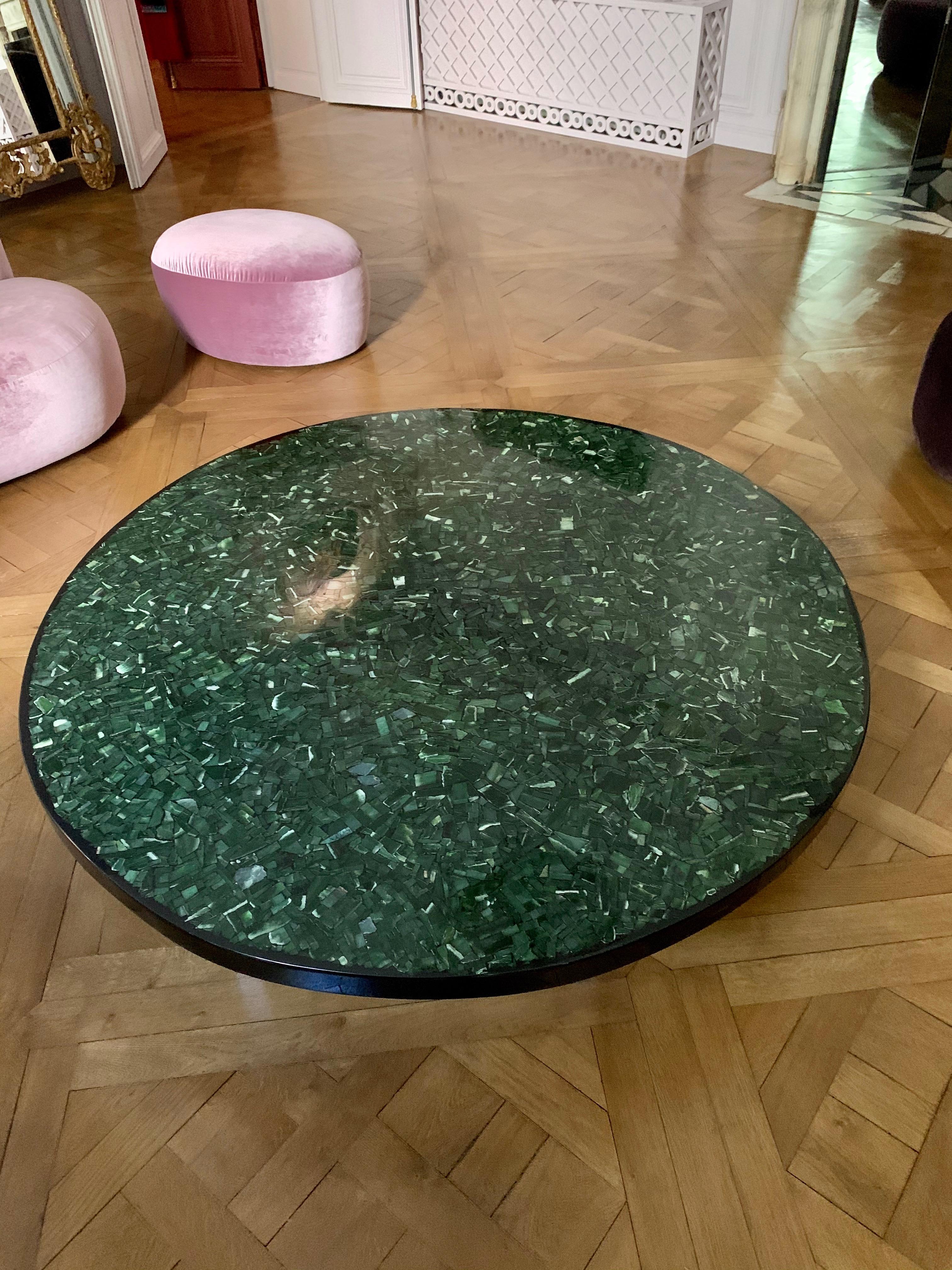 Belgian Ado Chale, Coffee Table in Jade For Sale