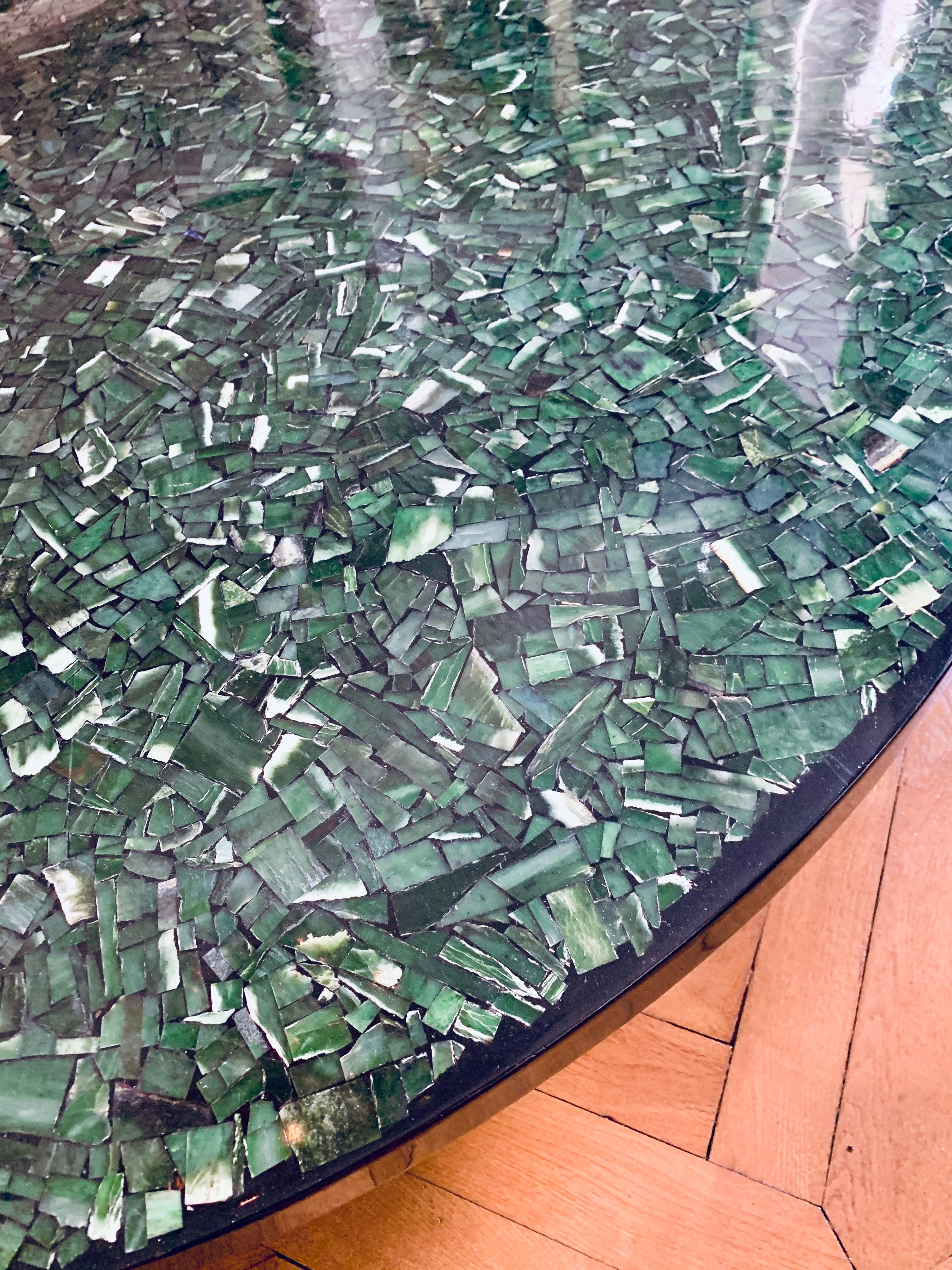 Mosaic Ado Chale, Coffee Table in Jade For Sale