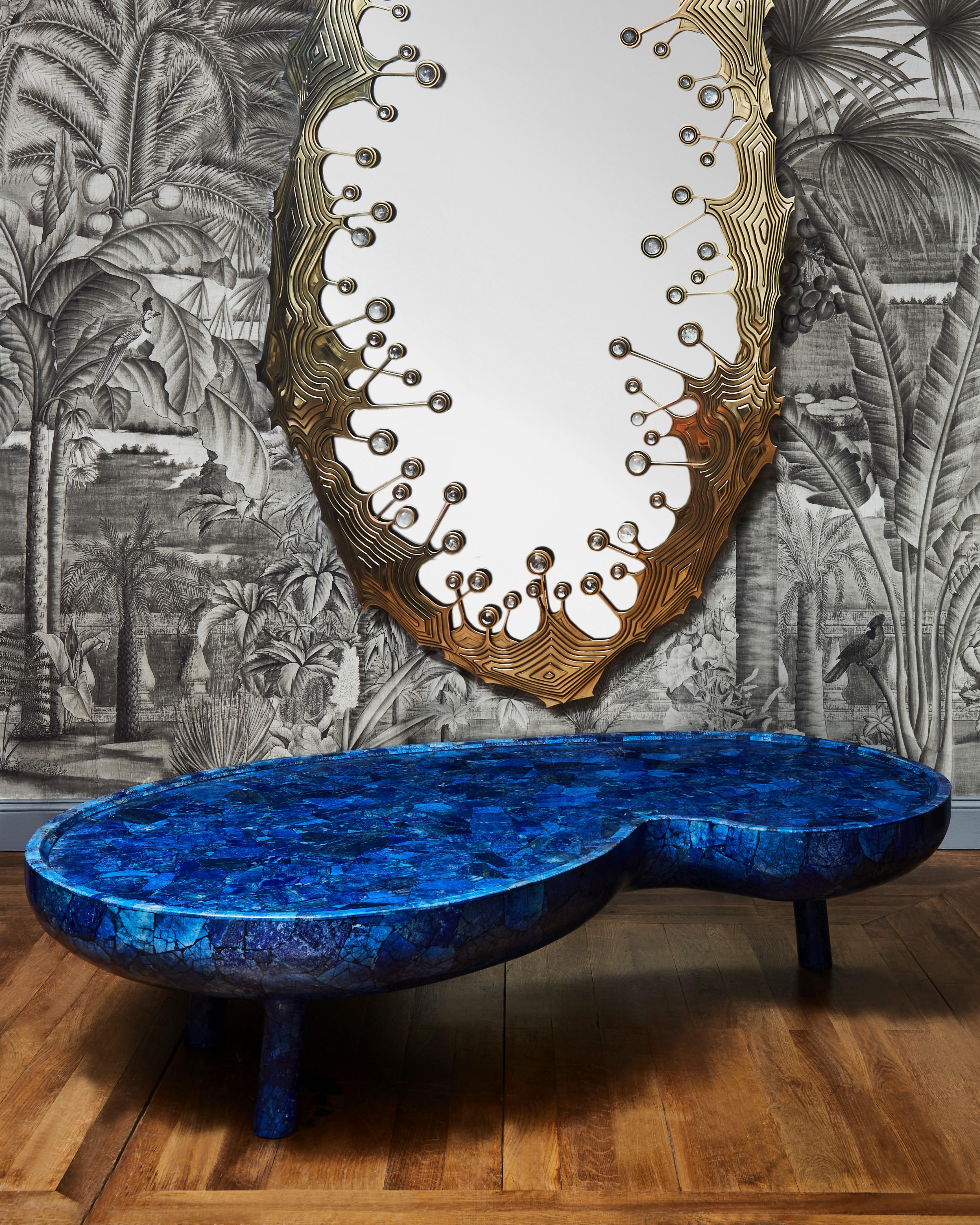Unique coffee table in lapis lazuli by Studio Glustin.
France, 2022.