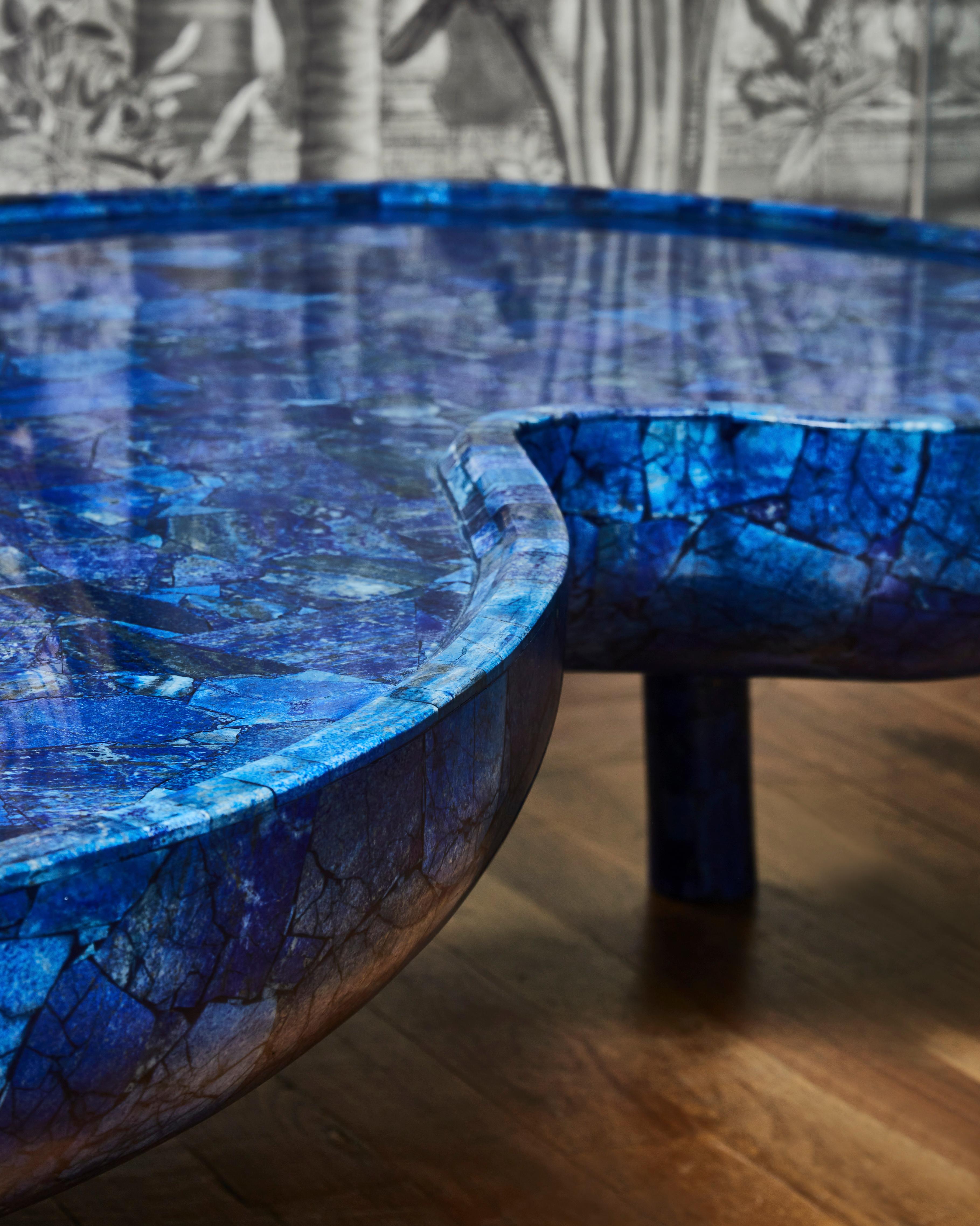 Modern Unique Coffee Table in Lapis by Studio Glustin For Sale