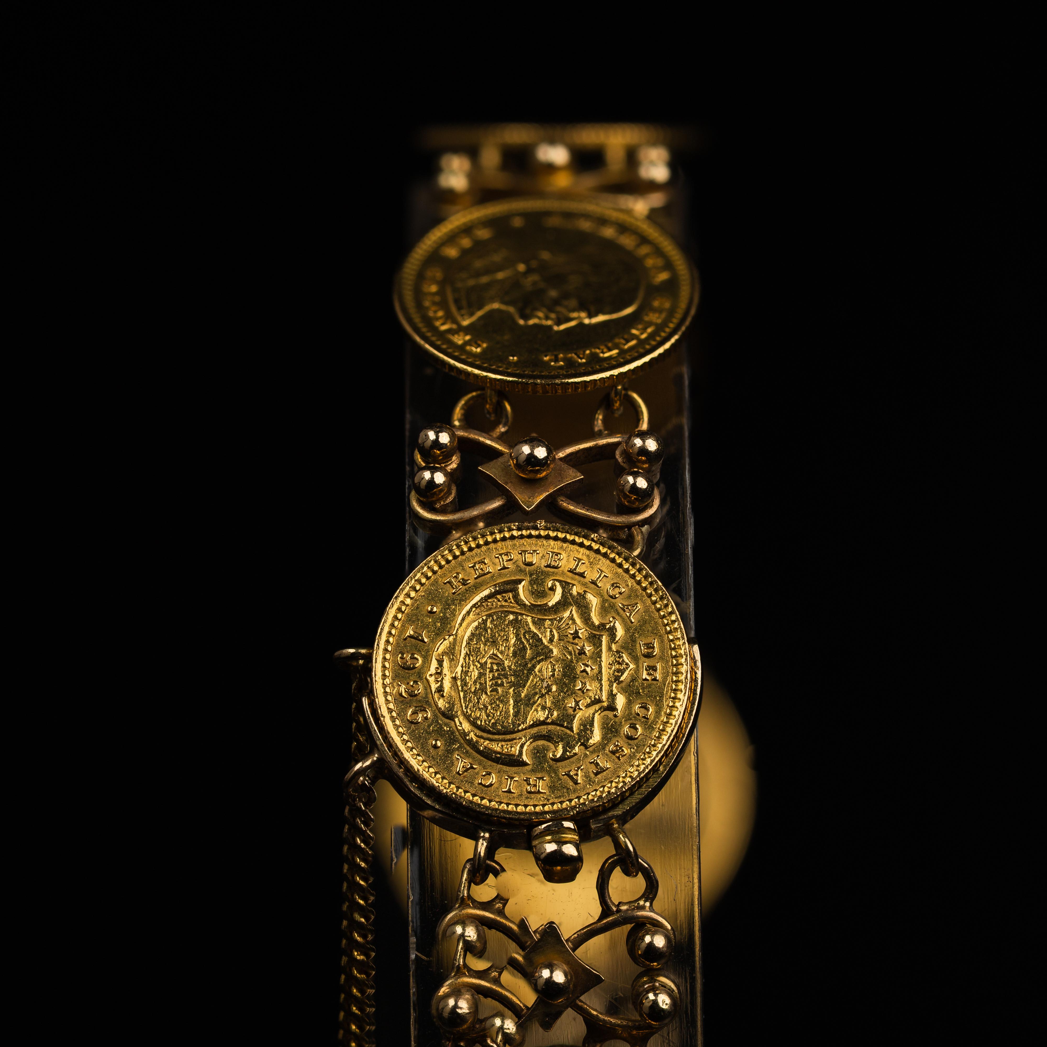 Bracelet unique en pièces de monnaie 90% or et or jaune 18k Unisexe en vente