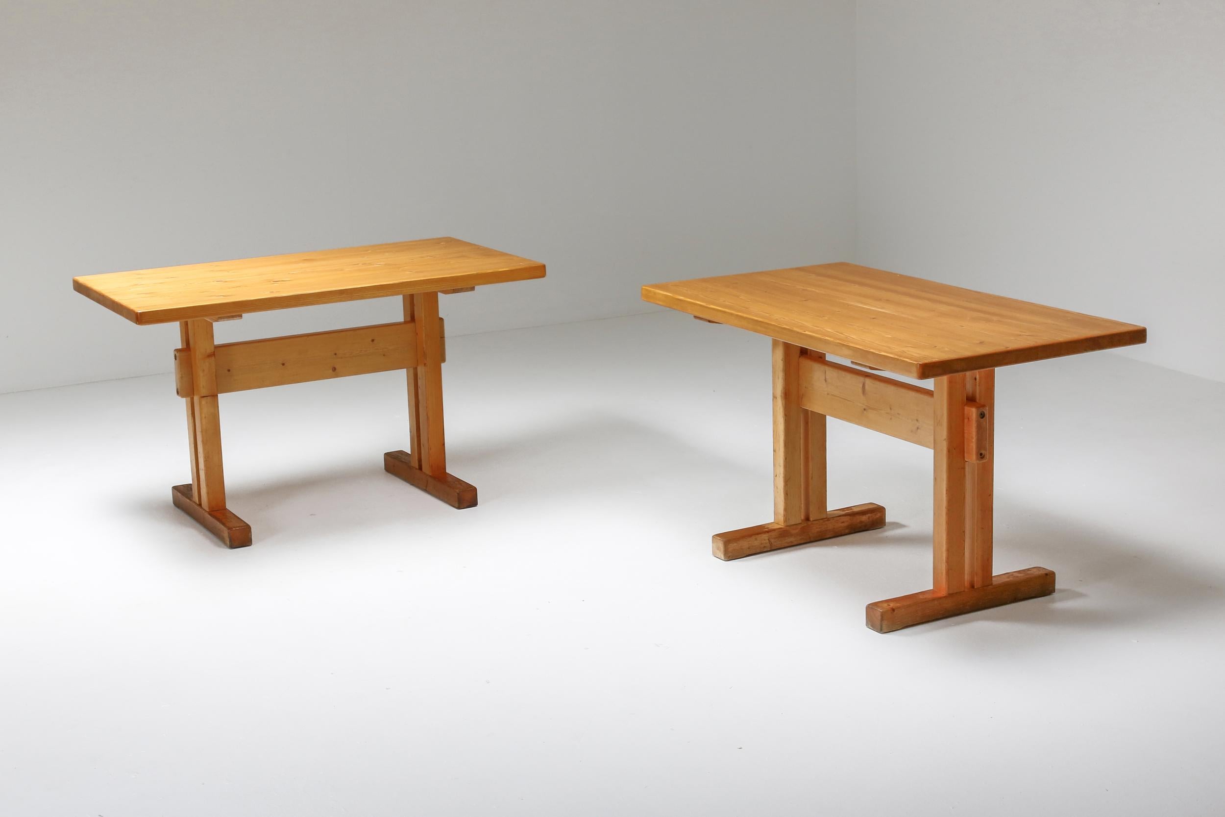 20th Century Pine Perriand Tables, French Modernism For Sale