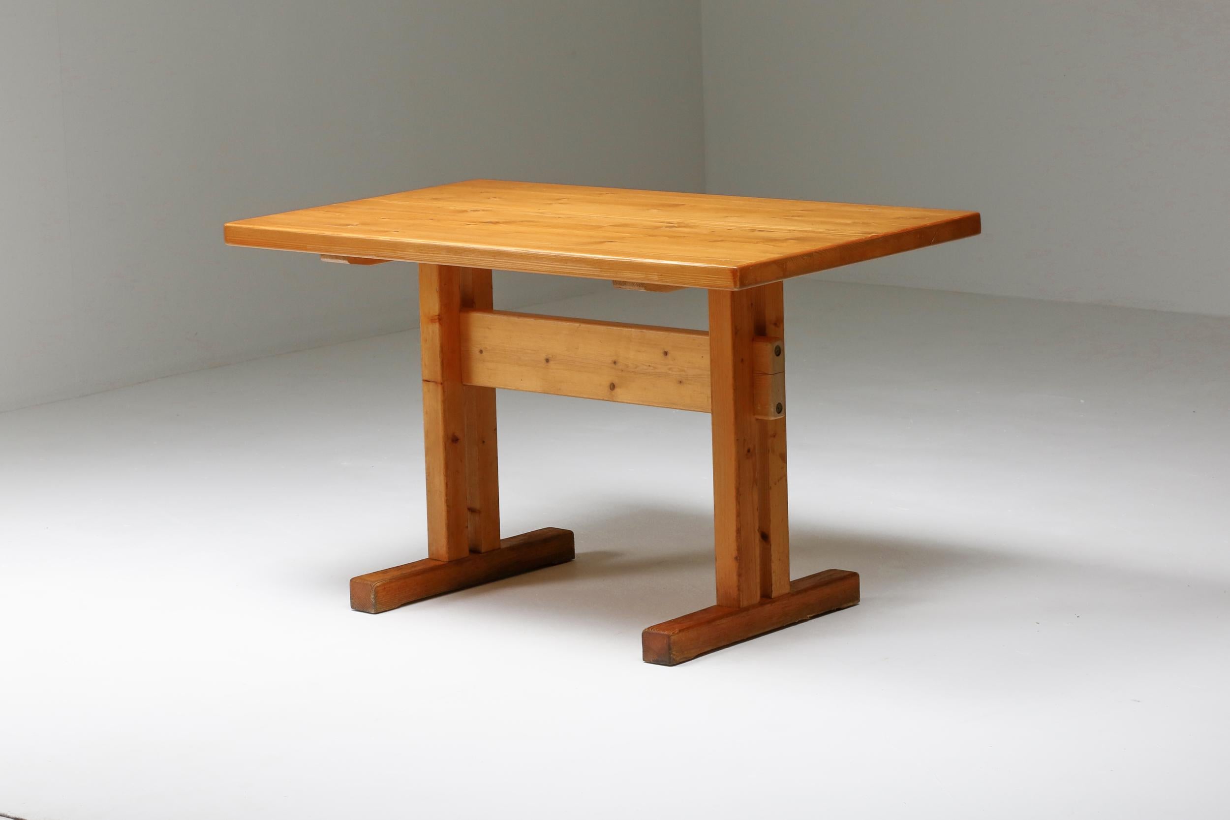 Pine Perriand Tables, French Modernism For Sale 1