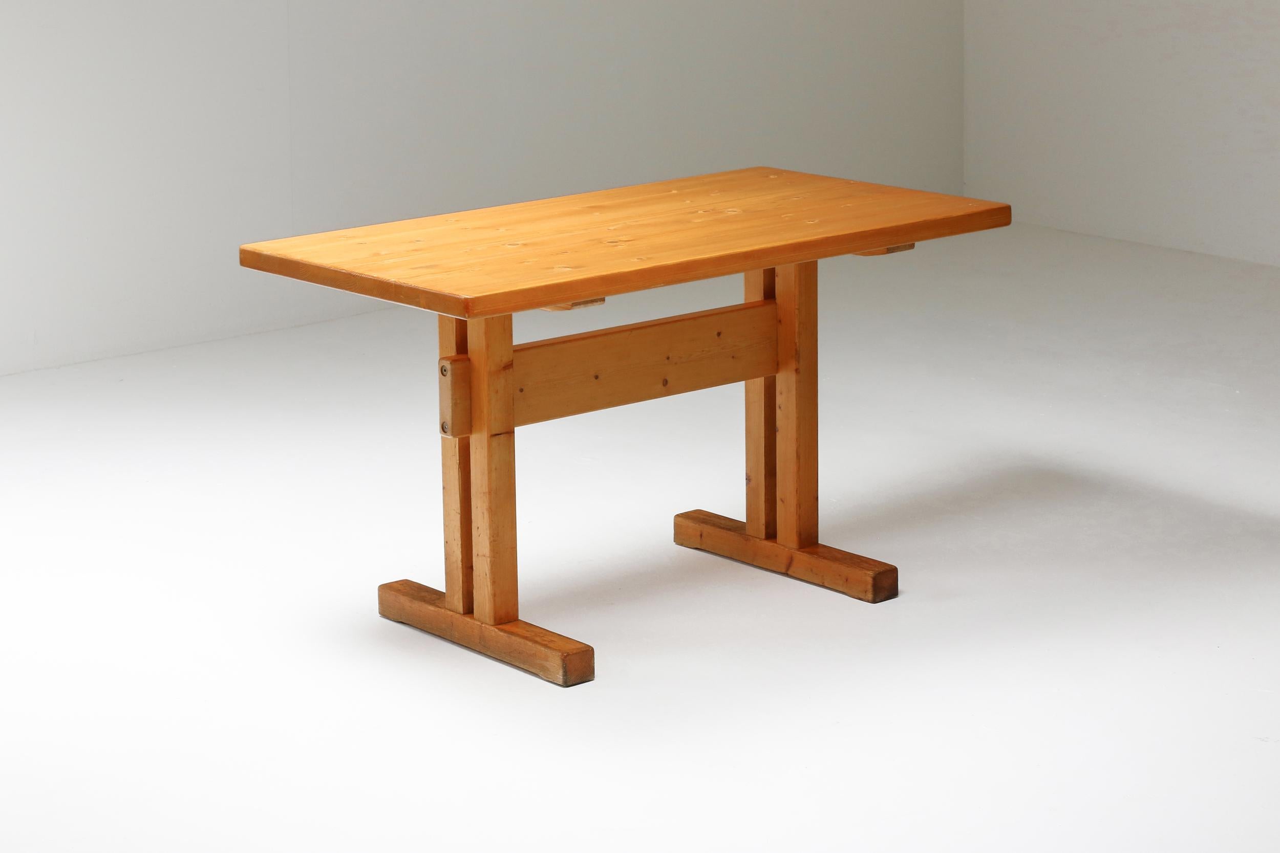 Pine Perriand Tables, French Modernism For Sale 2