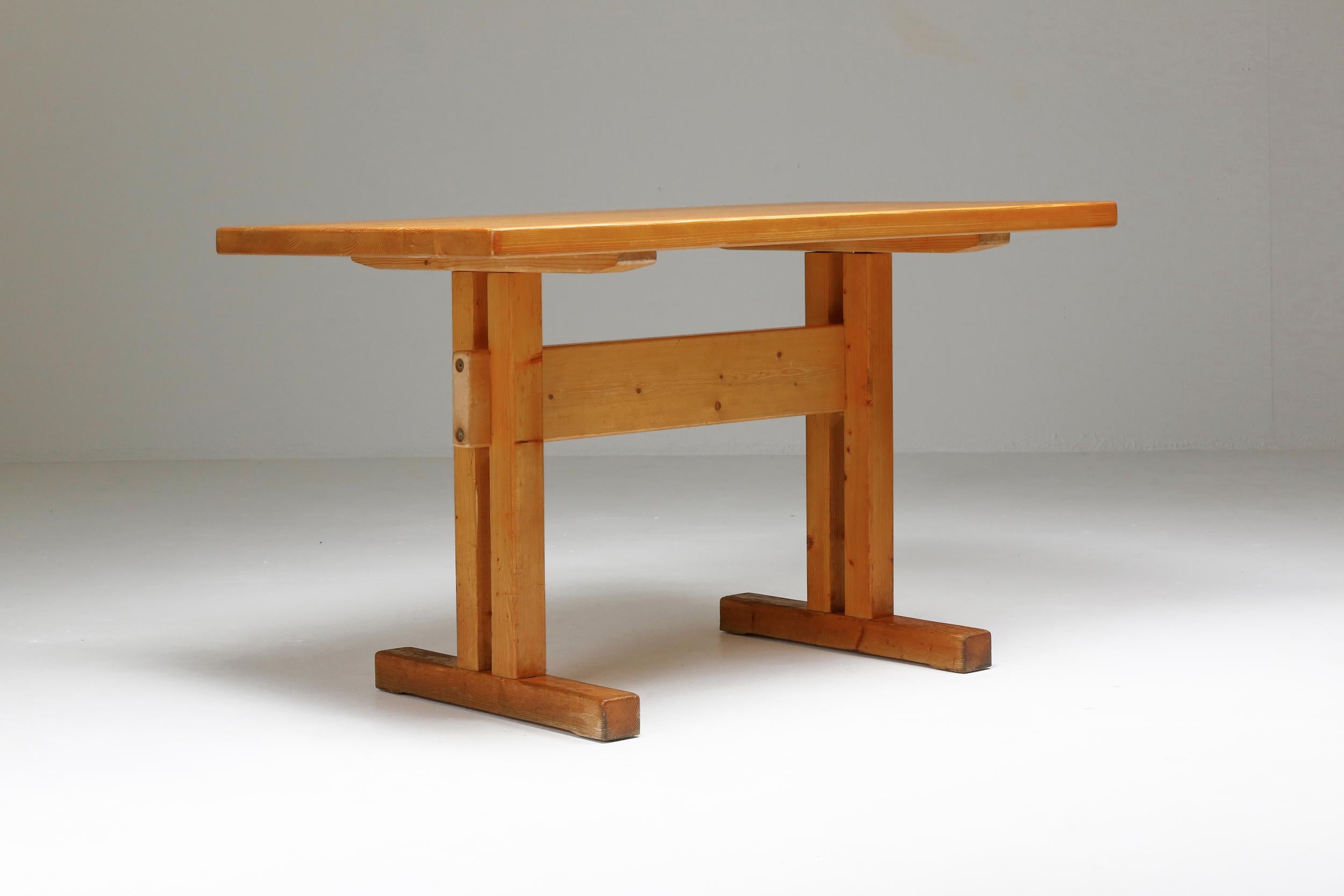 Pine Perriand Tables, French Modernism For Sale 4