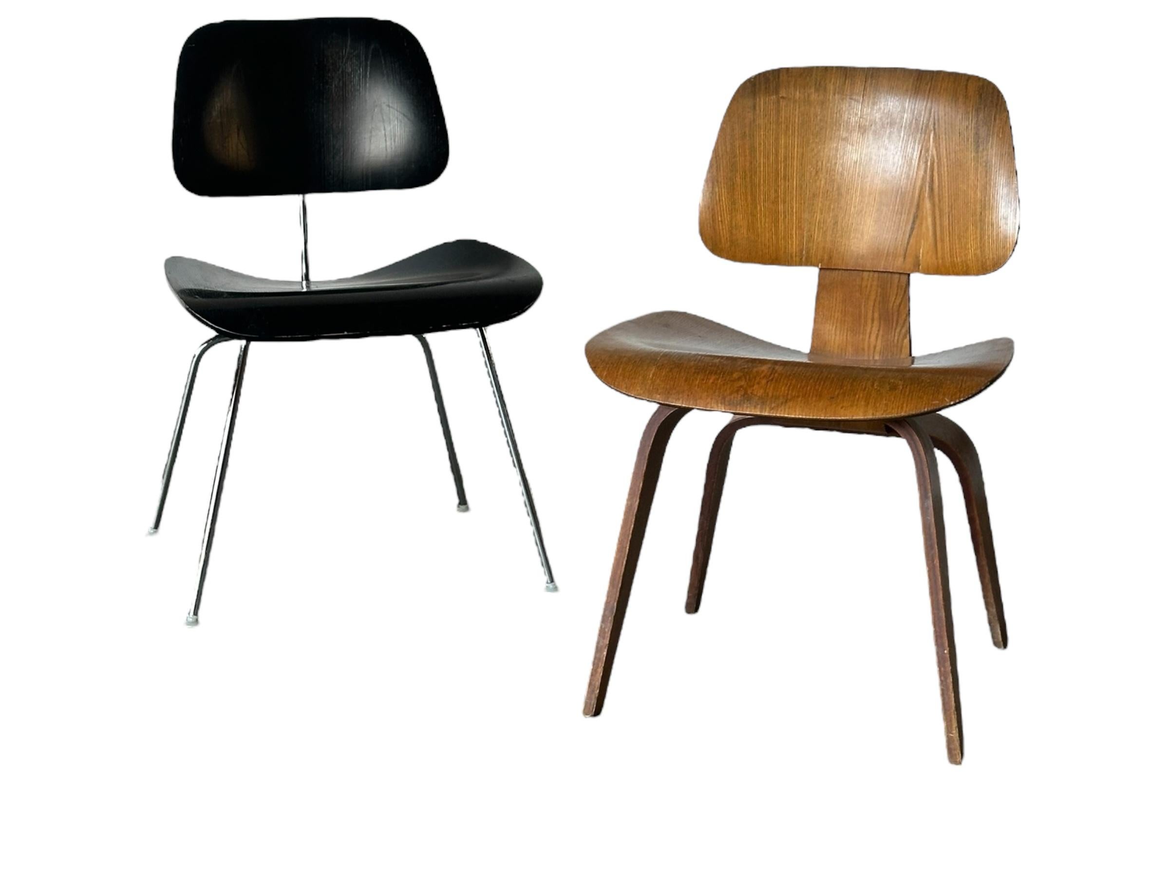 Metallo Set di sedie da pranzo in legno modellato Eames da collezione unico di Herman Miller in vendita