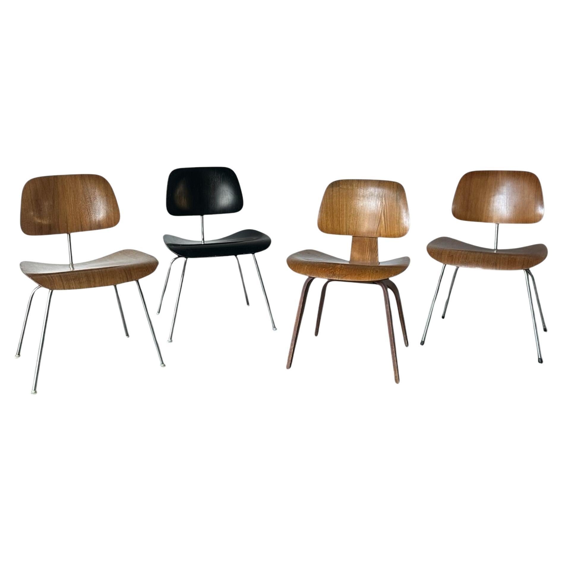Unique Collector Eames Molded Wooden Dining Chair Set by Herman Miller