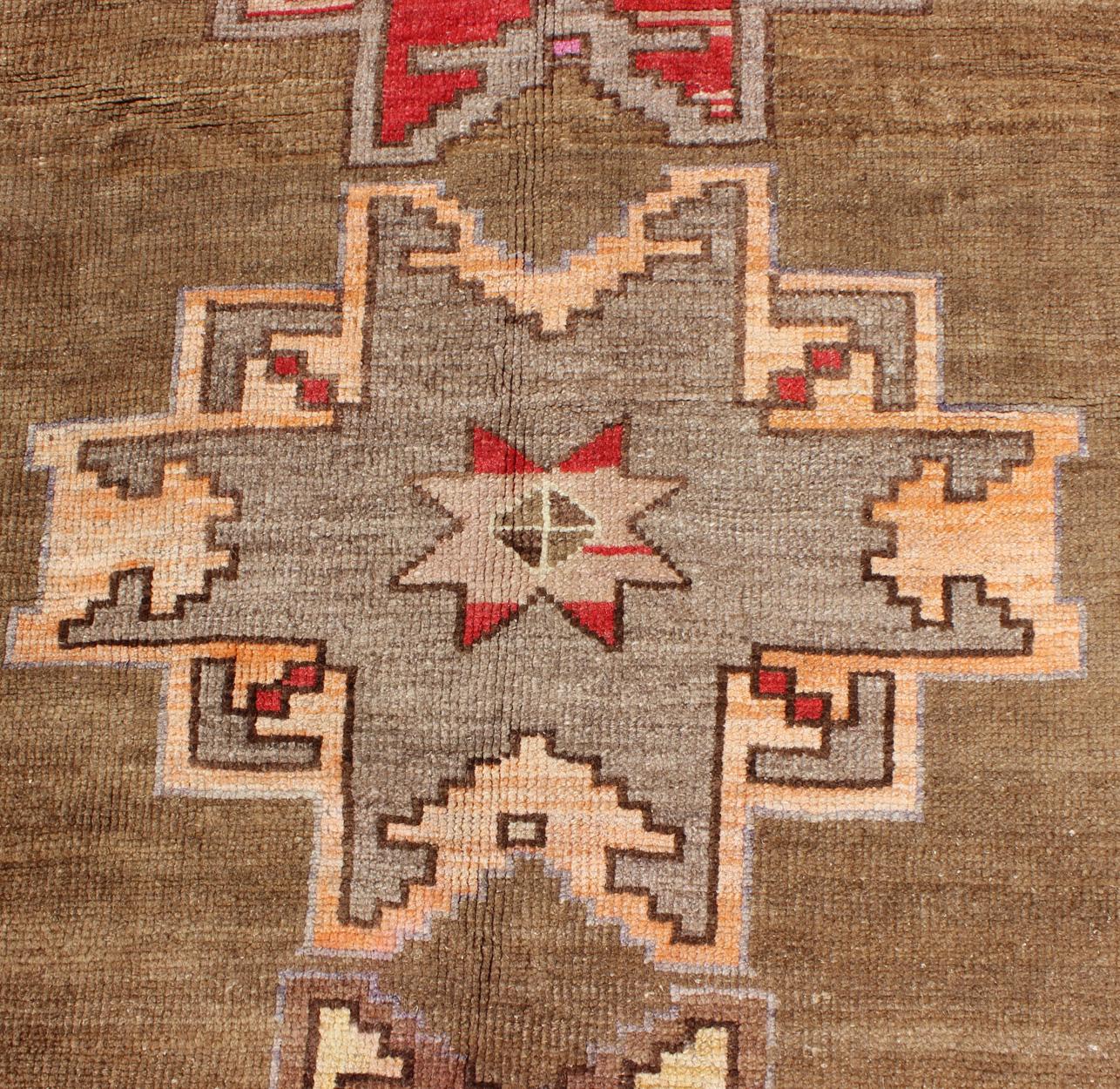 Unique & Colorful Turkish Kars  Runner with Tribal Designs and Geometric Motifs In Excellent Condition For Sale In Atlanta, GA