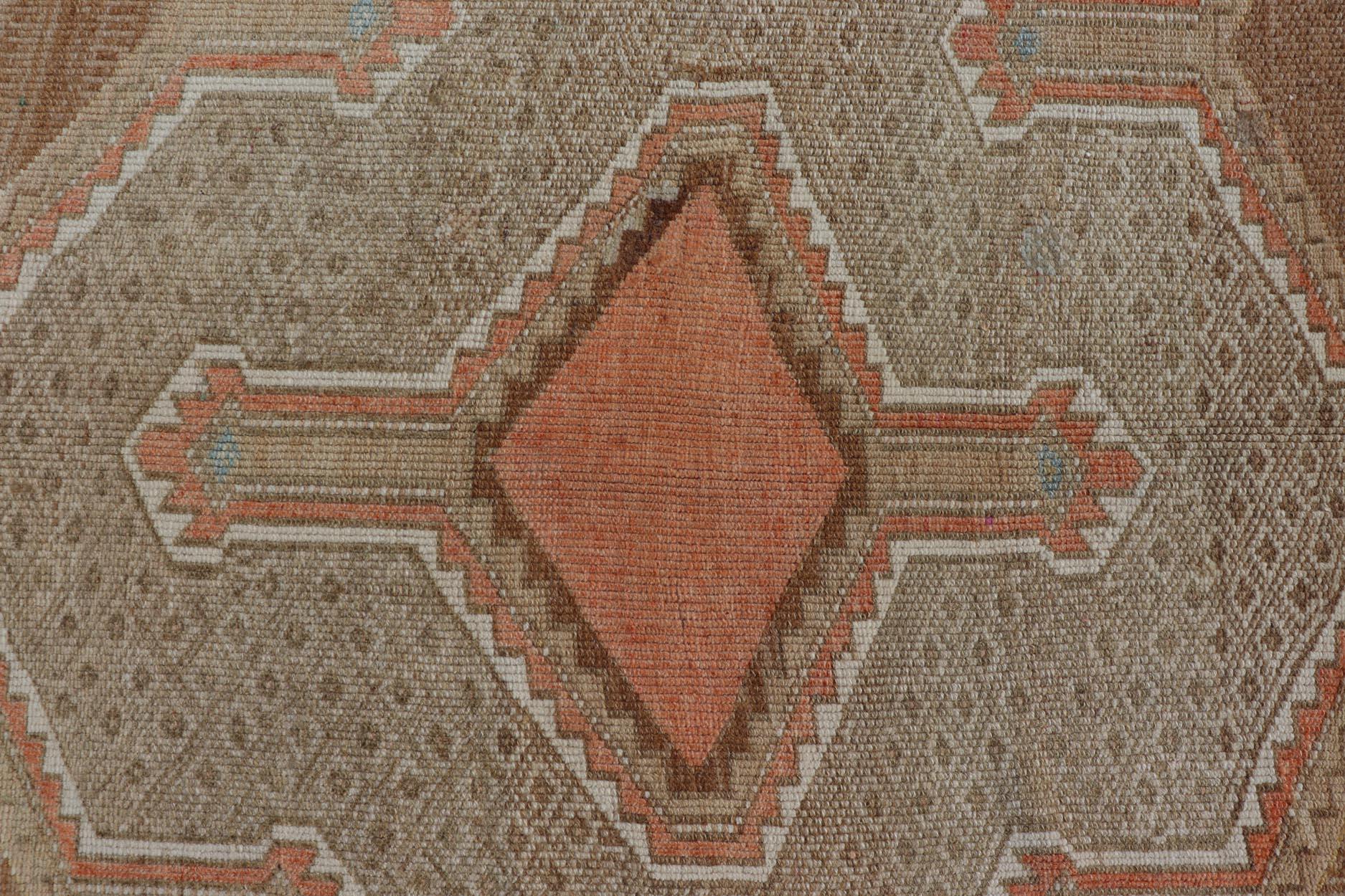 Wool Unique & Colorful Turkish Kars Runner with Tribal Designs and Geometric Motifs For Sale