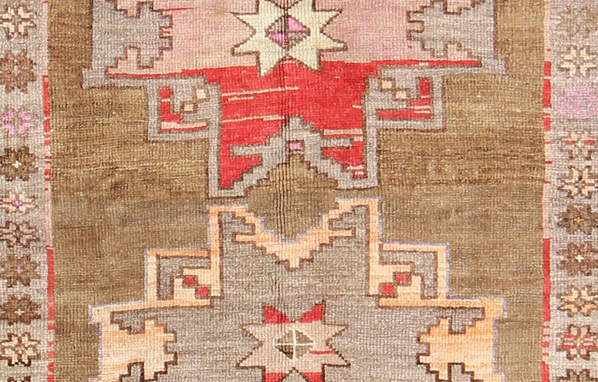 Unique & Colorful Turkish Kars  Runner with Tribal Designs and Geometric Motifs For Sale 1