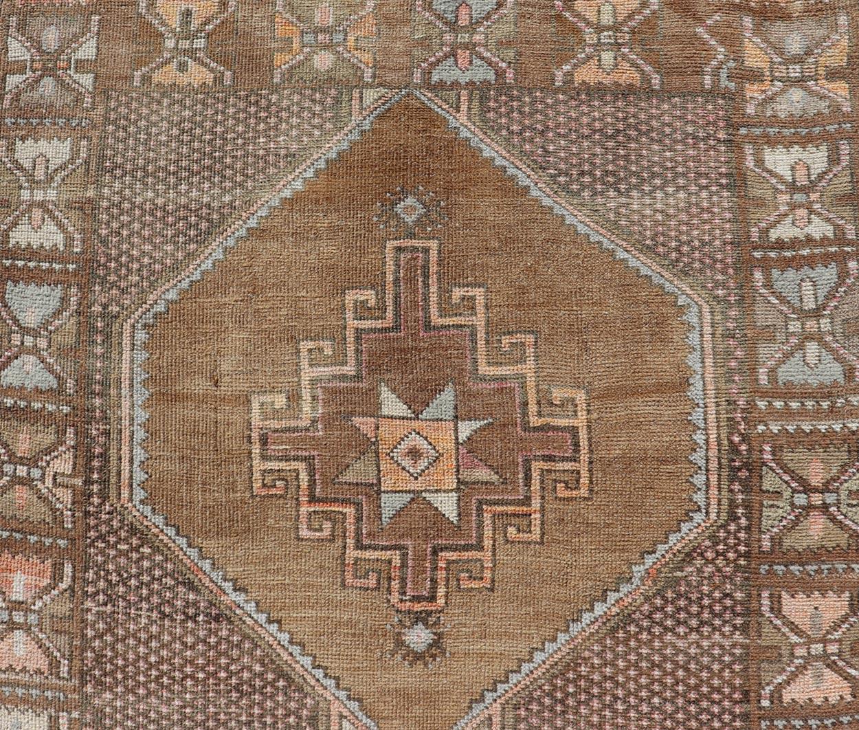 Unique & Colorful Turkish Kars Runner with Tribal Designs and Geometric Motifs For Sale 1