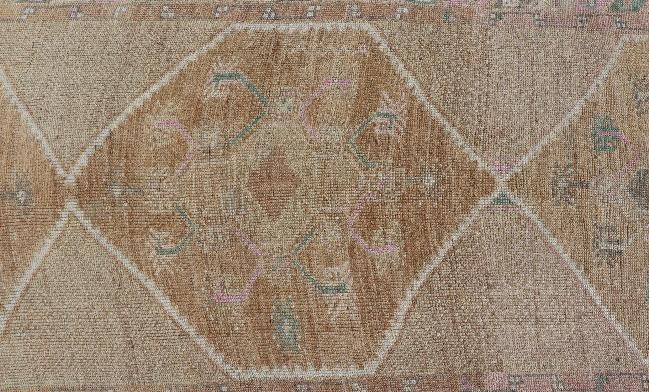 Unique & Colorful Turkish Kars Runner with Tribal Designs and Geometric Motifs For Sale 1